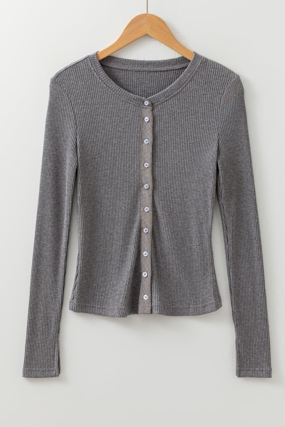 Sleet Ribbed Knit Button Down Slim Cardigan-Sweaters & Cardigans/Cardigans-[Adult]-[Female]-2022 Online Blue Zone Planet