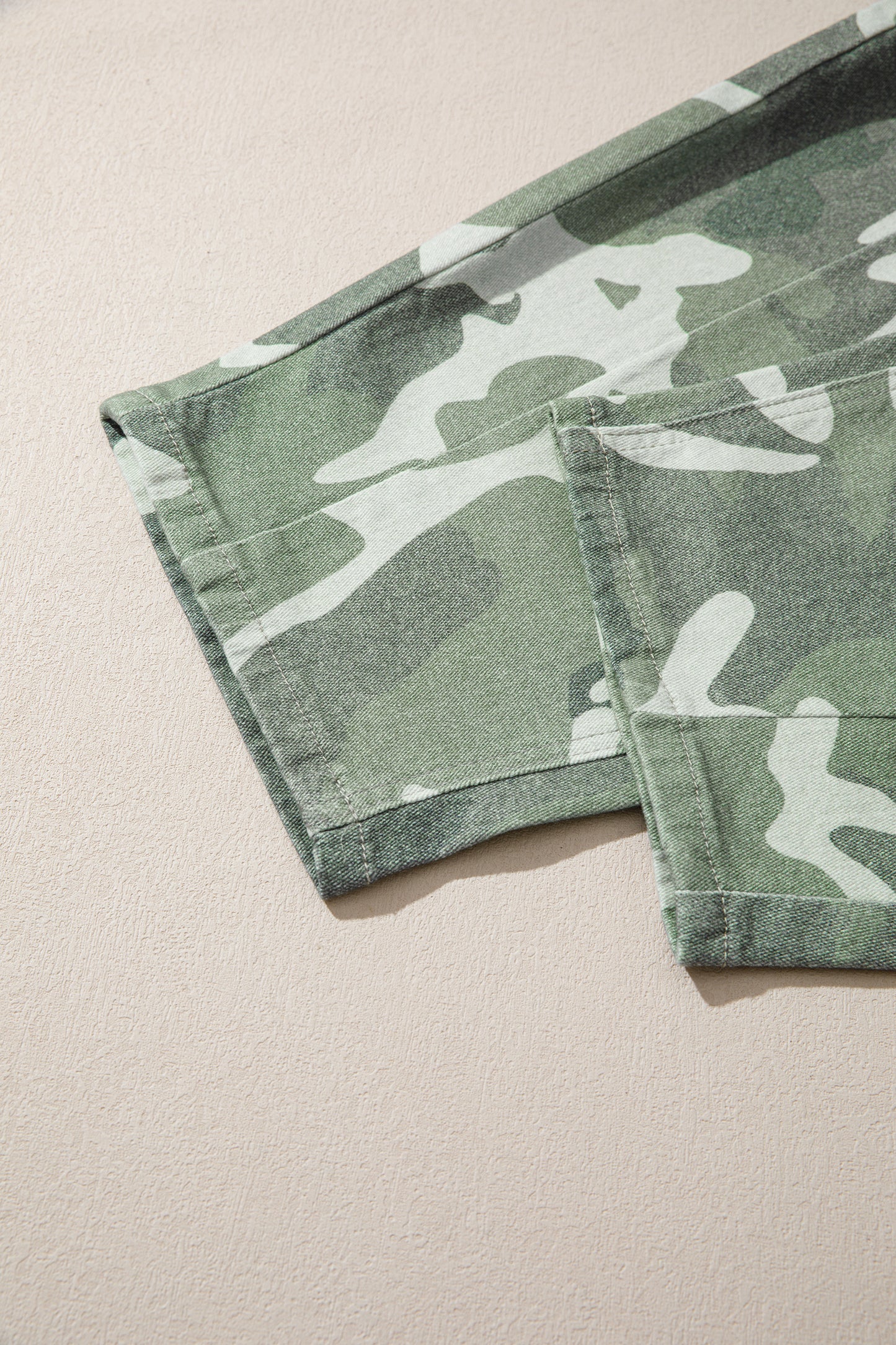 Green Camo Print Button Fly Straight Leg Ankle Length Jeans-Bottoms/Jeans-[Adult]-[Female]-2022 Online Blue Zone Planet