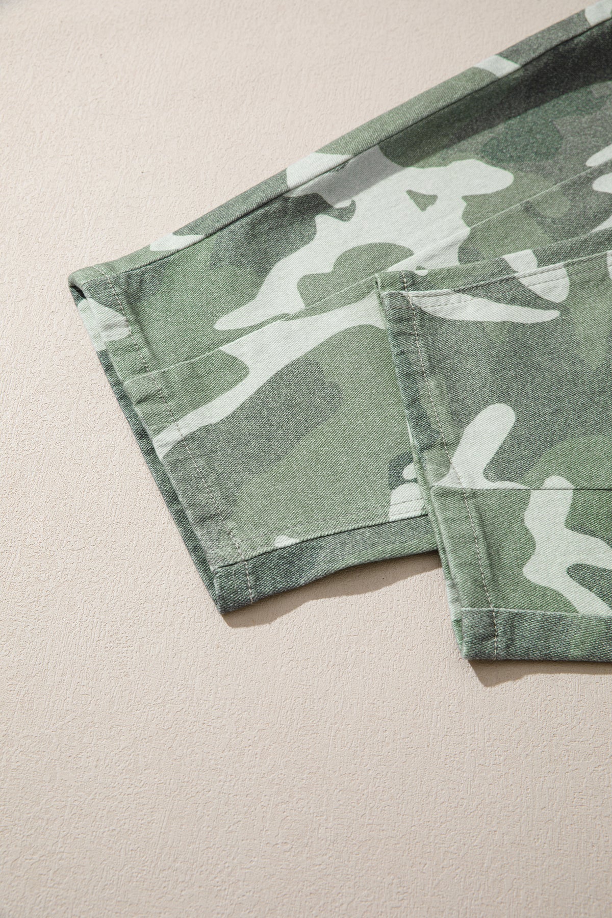 Green Camo Print Button Fly Straight Leg Ankle Length Jeans-Bottoms/Jeans-[Adult]-[Female]-2022 Online Blue Zone Planet