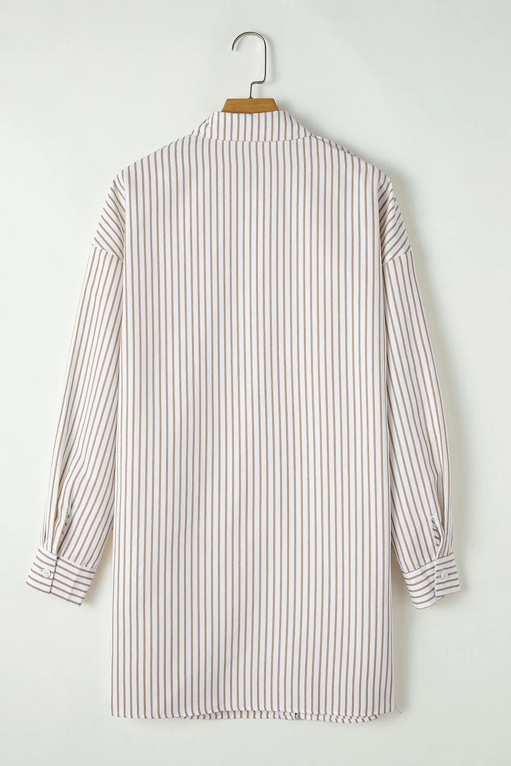 Striped Long Sleeve Mini Shirt Dress-TOPS / DRESSES-[Adult]-[Female]-2022 Online Blue Zone Planet