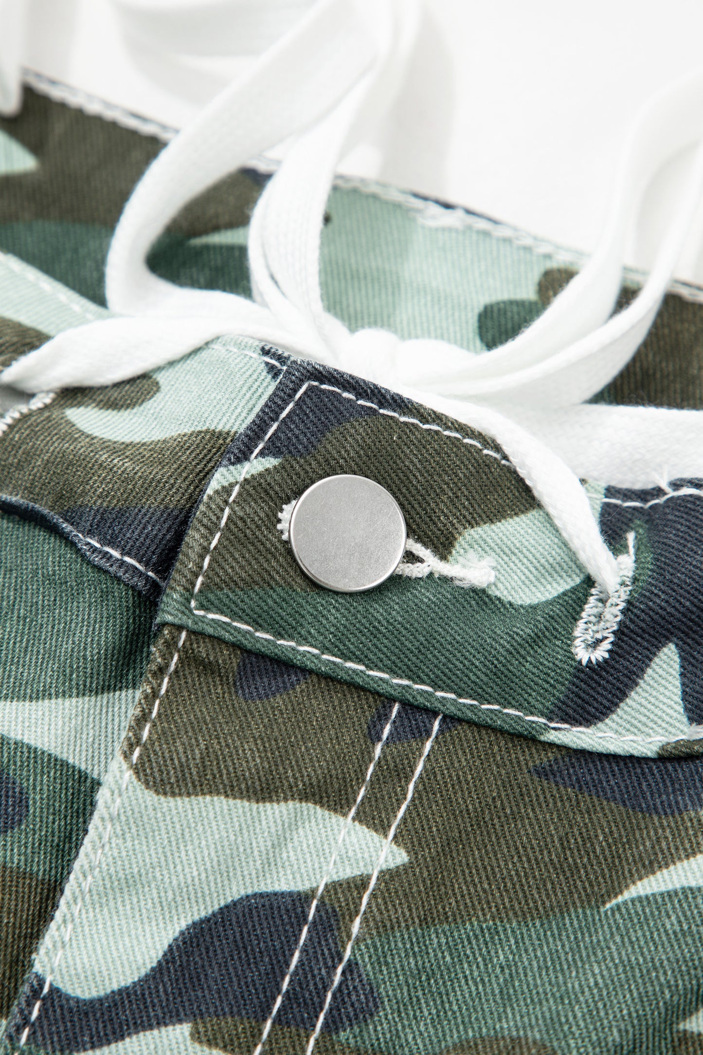 Green Camouflage Print Wide Leg Drawstring Denim Pants-Bottoms/Jeans-[Adult]-[Female]-2022 Online Blue Zone Planet