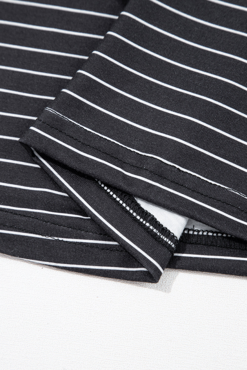Black Stripe Ruffled Short Sleeve Crew Neck T Shirt Shift Mini Dress-TOPS / DRESSES-[Adult]-[Female]-2022 Online Blue Zone Planet