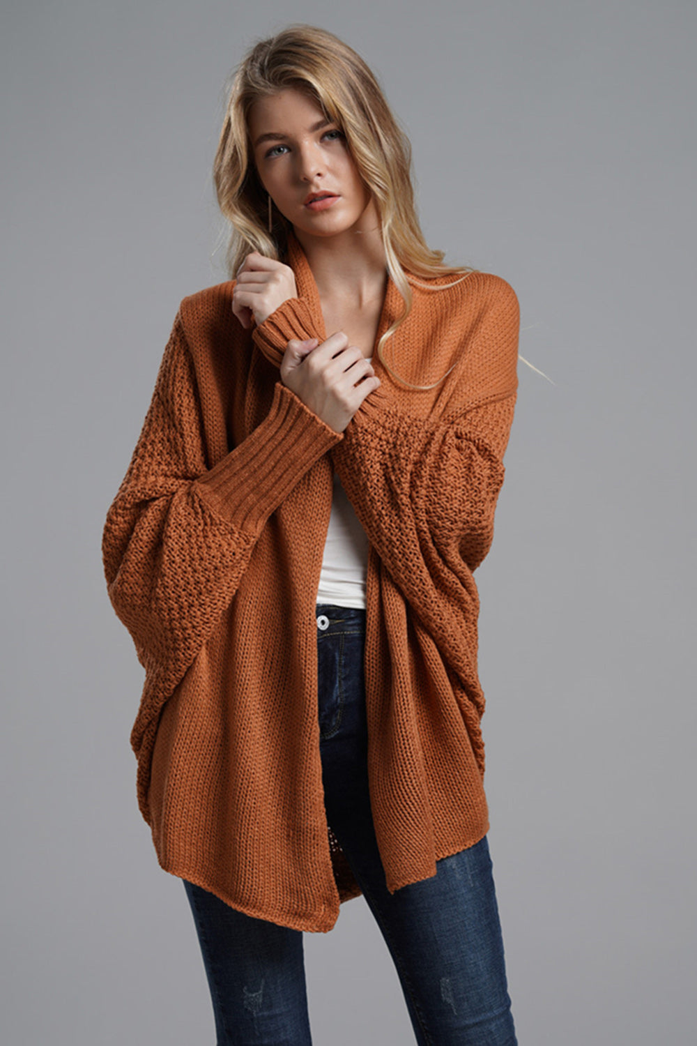 Blue Zone Planet | Open Front Batwing Sleeve Cardigan-TOPS / DRESSES-[Adult]-[Female]-Terracotta-One Size-2022 Online Blue Zone Planet