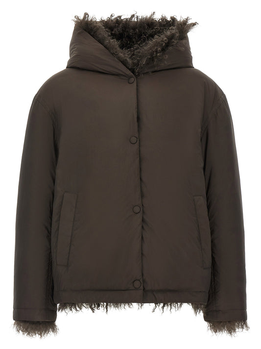 Army Yves Salomon Reversible Fur Down Jacket-Tops / Dresses-[Adult]-[Female]-36 FR-Brown-2022 Online Blue Zone Planet