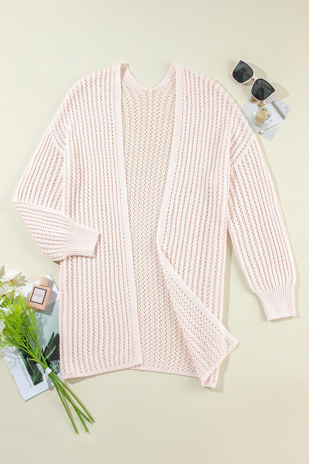 Open Front Long Sleeve Cardigan-TOPS / DRESSES-[Adult]-[Female]-2022 Online Blue Zone Planet