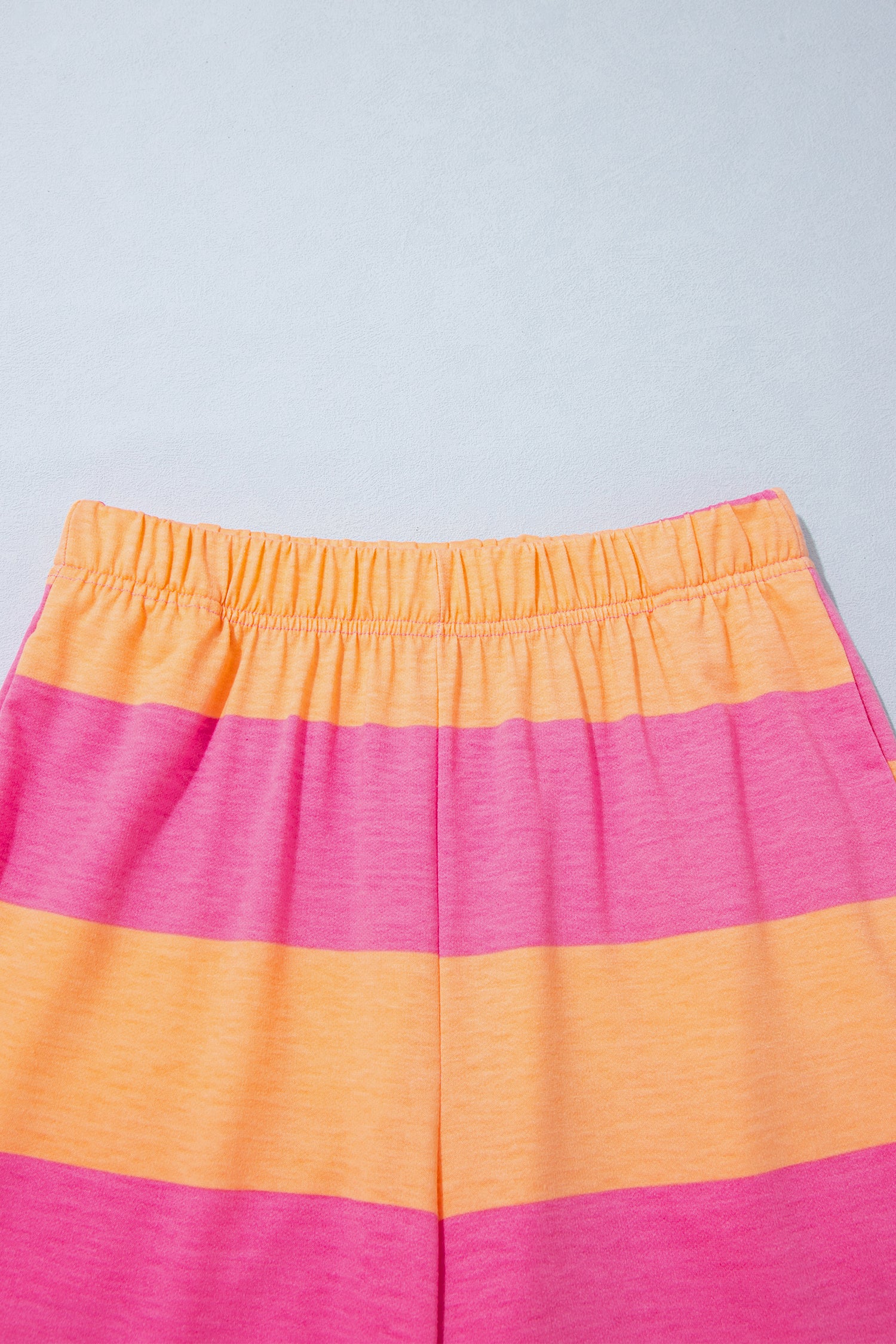 Orange Stripe Colorblock Half Sleeve Top Casual Loose Pants 2pcs Set-Two Piece Sets/Pant Sets-[Adult]-[Female]-2022 Online Blue Zone Planet