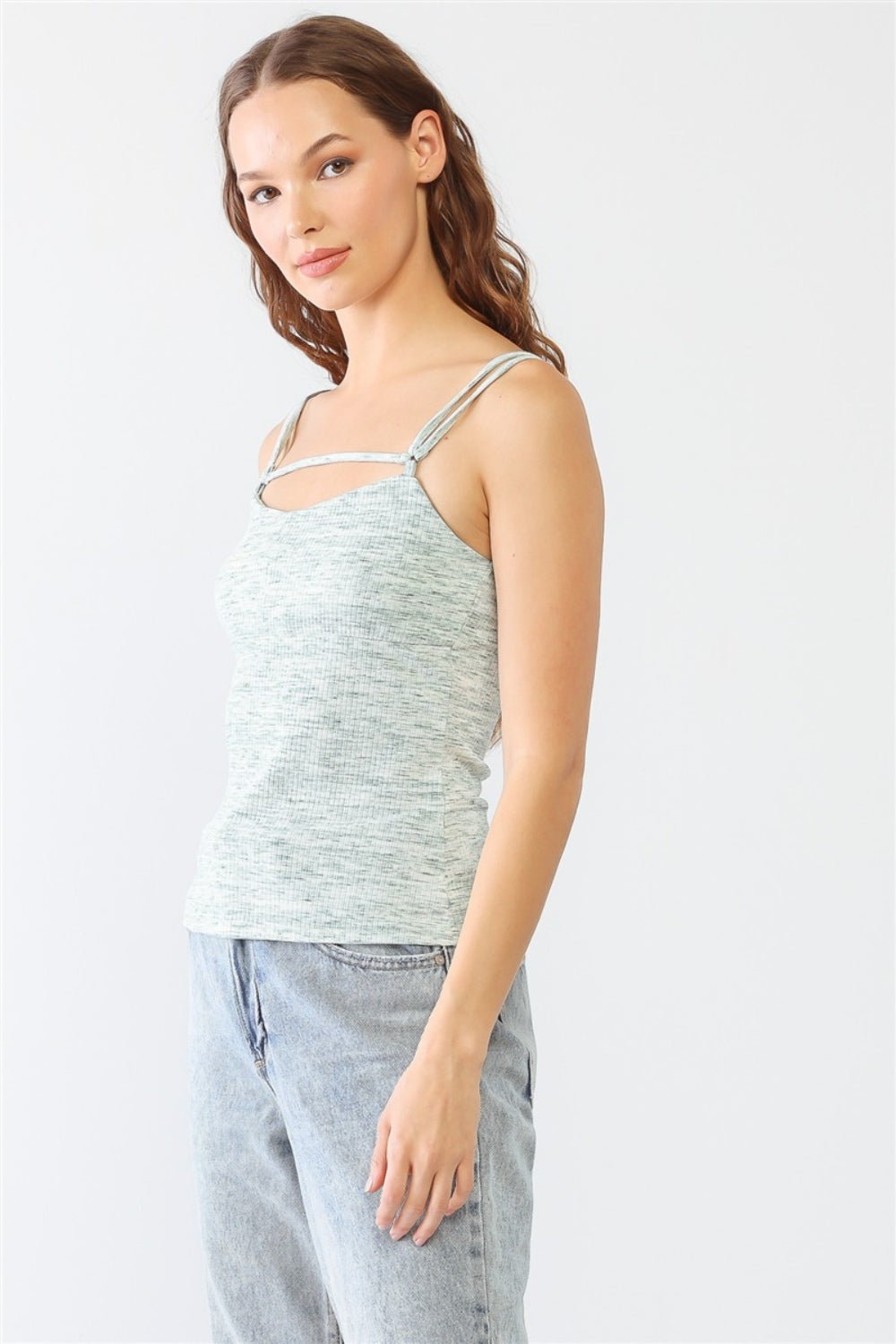 Le Lis Heathered Ribbed Adjustable Strap Cami-TOPS / DRESSES-[Adult]-[Female]-2022 Online Blue Zone Planet