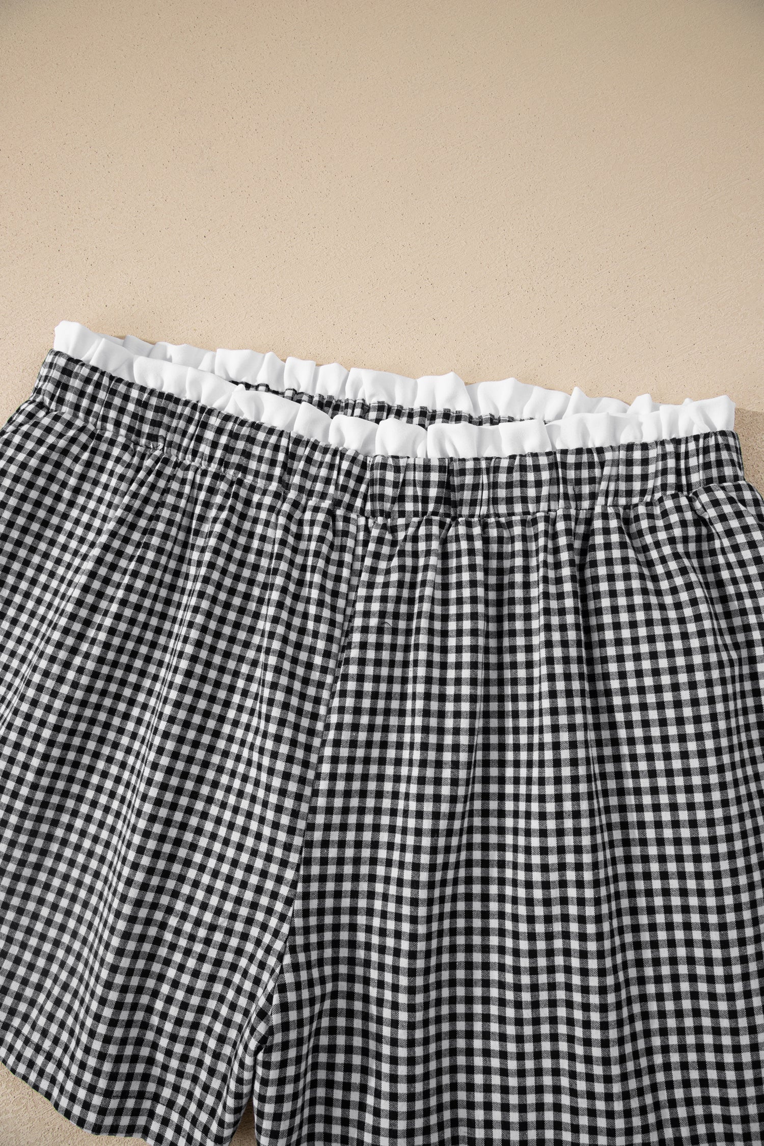 Sky Blue Contrast Trim Plaid Print Plus Size Shorts-Plus Size/Plus Size Bottoms-[Adult]-[Female]-2022 Online Blue Zone Planet