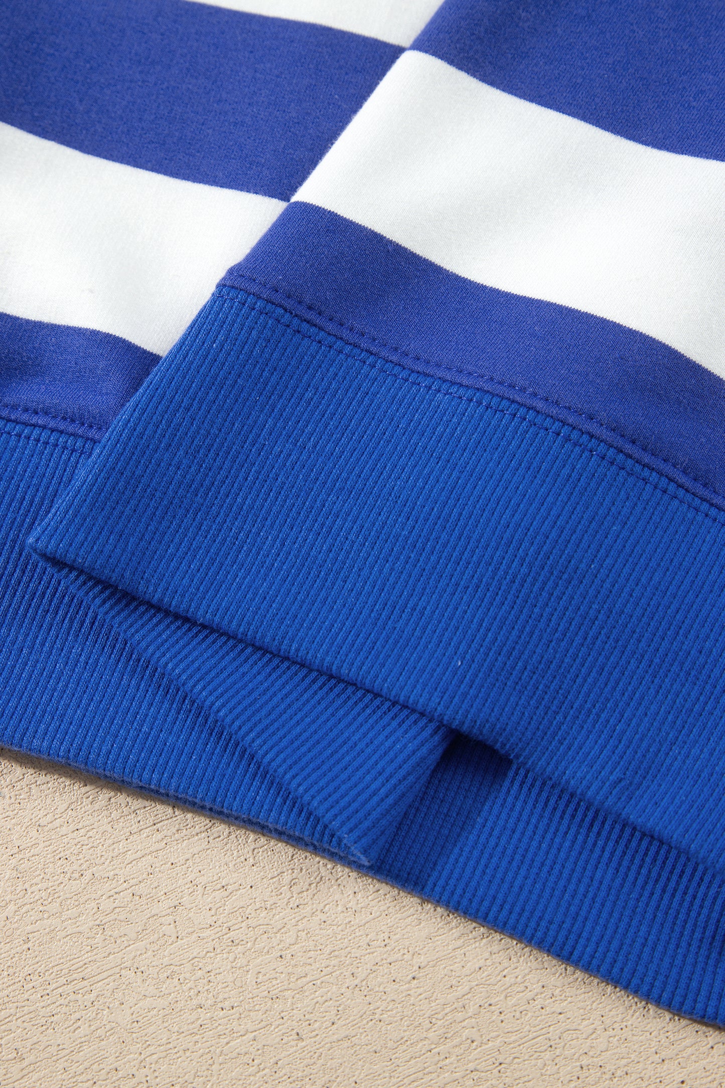 Blue Stripe Colorblock Mock Neck Relaxed Sweatshirt-Tops/Sweatshirts & Hoodies-[Adult]-[Female]-2022 Online Blue Zone Planet
