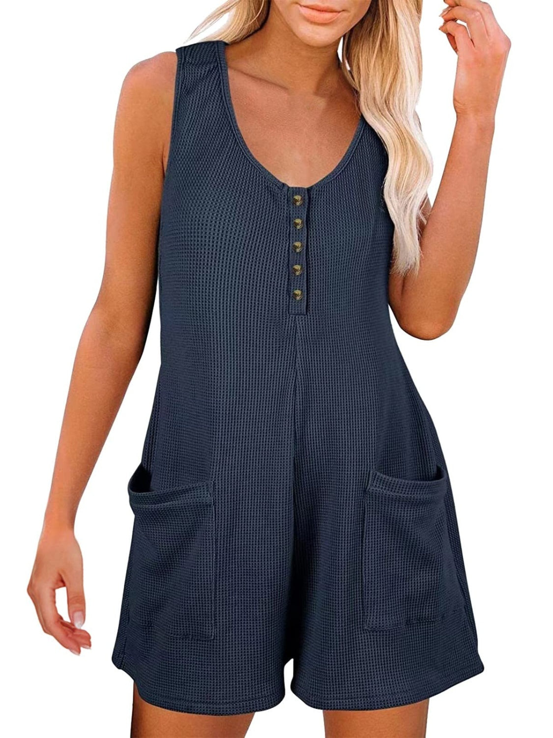 Blue Zone Planet | Full Size Pocketed Scoop Neck Sleeveless Romper-TOPS / DRESSES-[Adult]-[Female]-2022 Online Blue Zone Planet