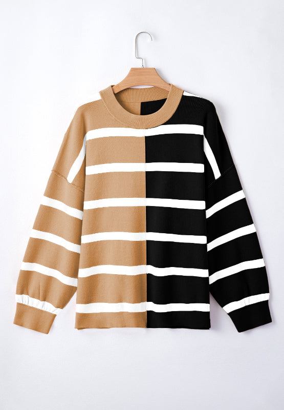 Contrast Striped Long Sleeve Sweatshirt-TOPS / DRESSES-[Adult]-[Female]-2022 Online Blue Zone Planet