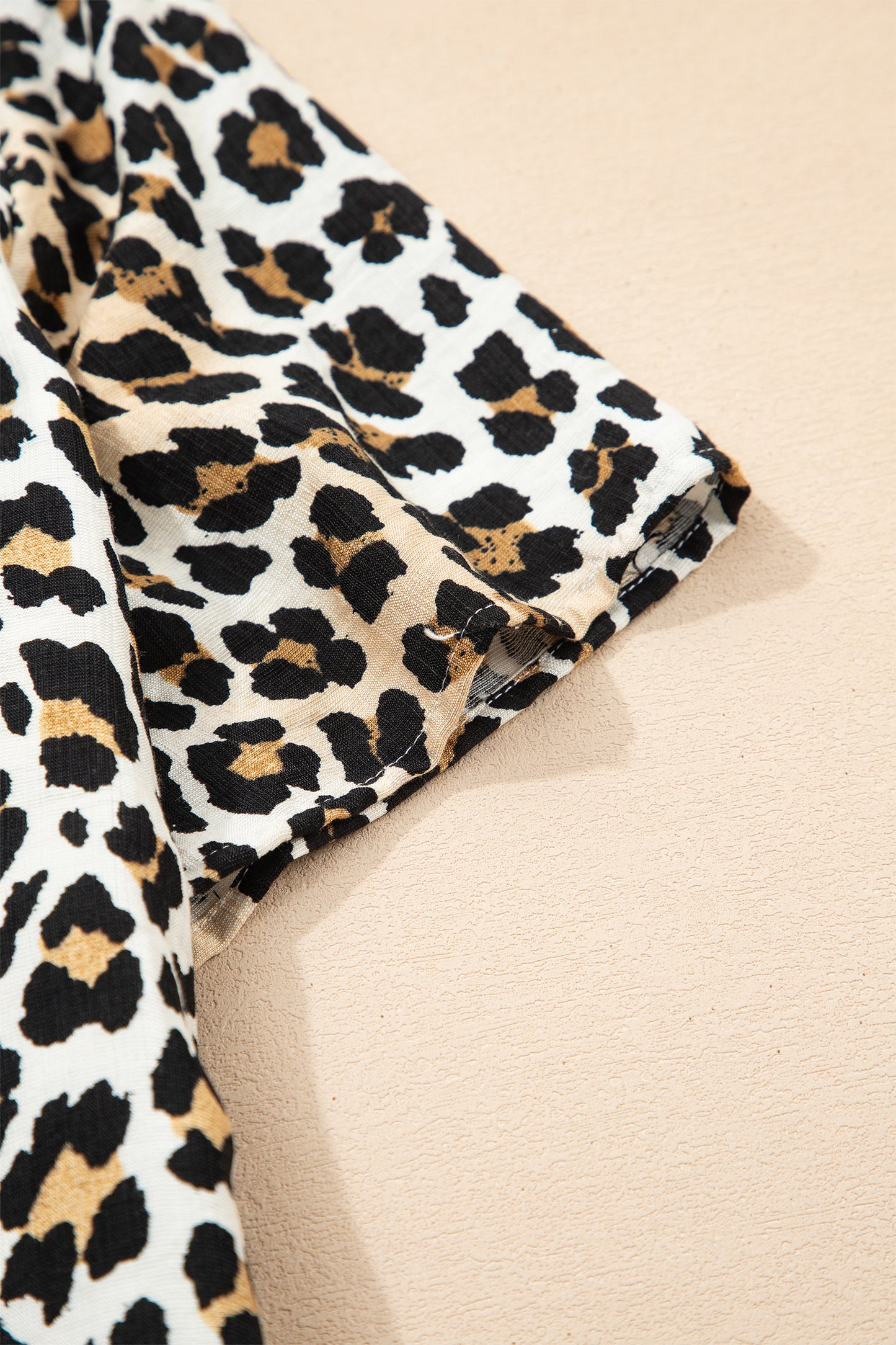 Multicolour Half Buttons Short Sleeve Loose Leopard Mini Dress with Pockets-TOPS / DRESSES-[Adult]-[Female]-2022 Online Blue Zone Planet