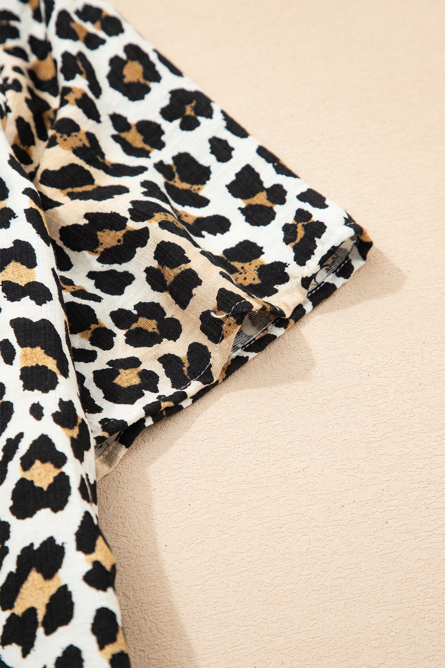 Multicolour Half Buttons Short Sleeve Loose Leopard Mini Dress with Pockets-TOPS / DRESSES-[Adult]-[Female]-2022 Online Blue Zone Planet