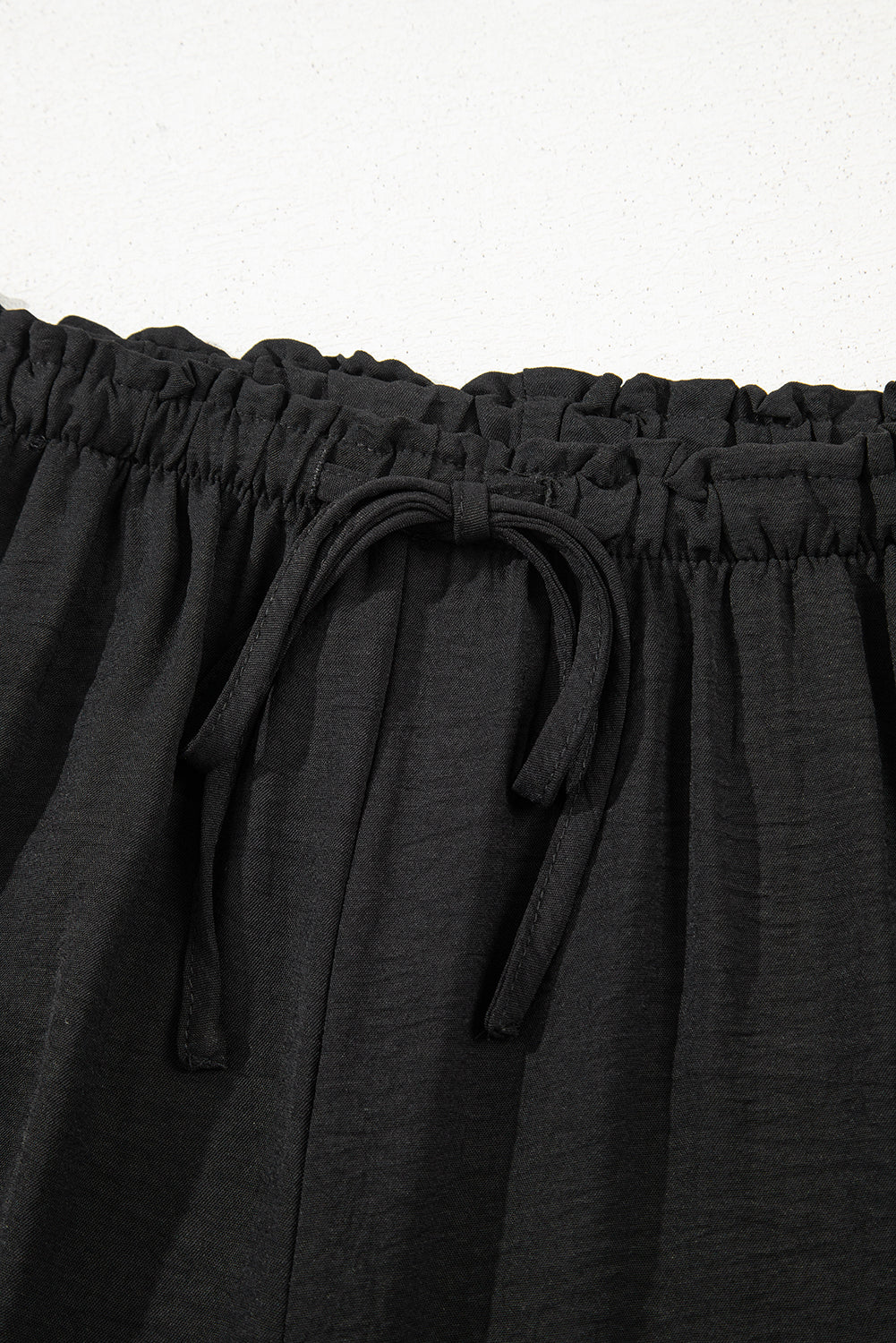 Black Drawstring Frilled Waist Wide Leg Utility Trousers-Bottoms/Pants & Culotte-[Adult]-[Female]-2022 Online Blue Zone Planet