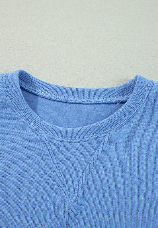 Pearl Trim Round Neck Long Sleeve Sweatshirt-TOPS / DRESSES-[Adult]-[Female]-2022 Online Blue Zone Planet