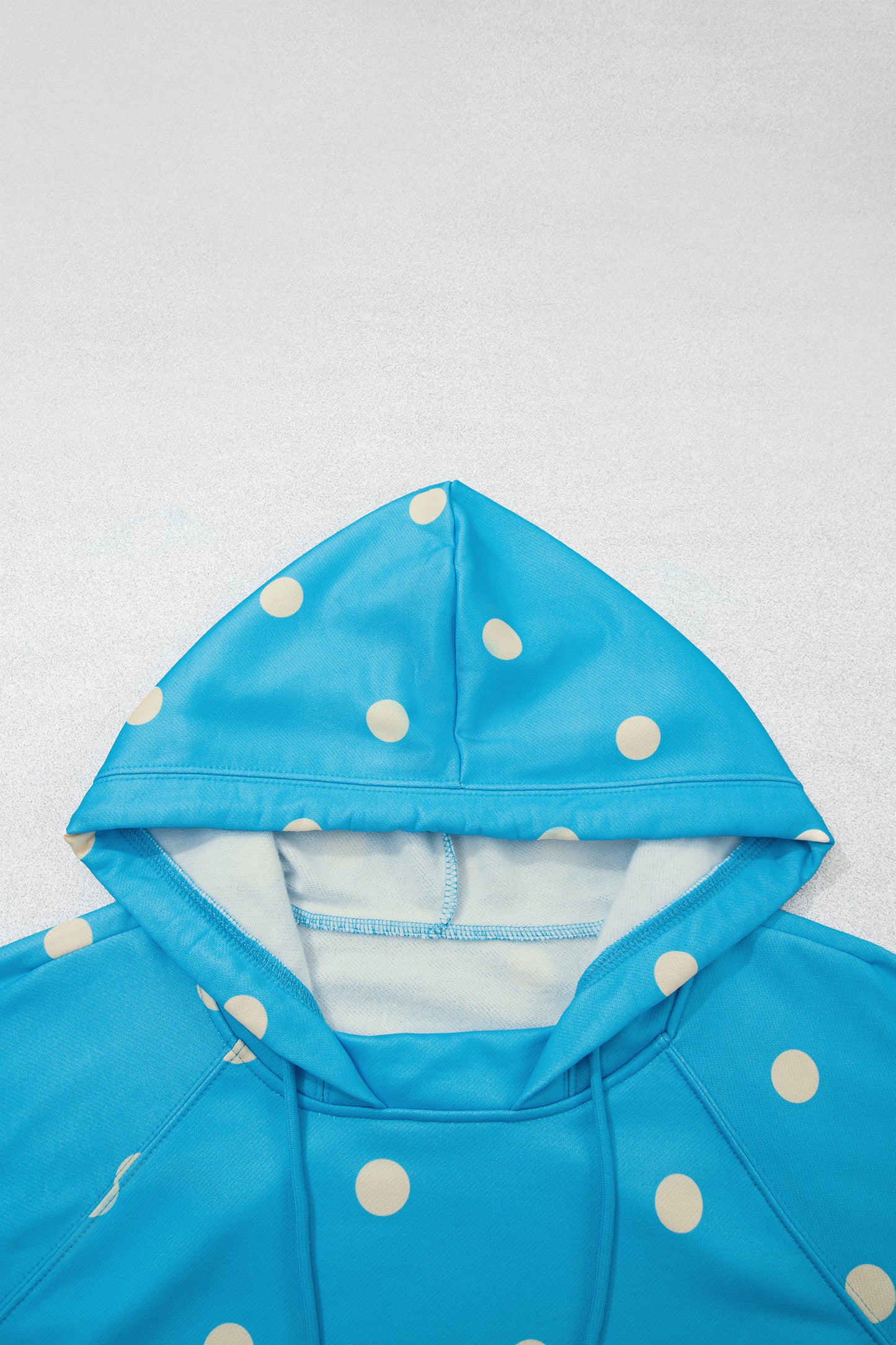 Blue Polka Dot Hooded Drawstring Long Sleeve Plus Size Set-Tops / Dresses-[Adult]-[Female]-2022 Online Blue Zone Planet