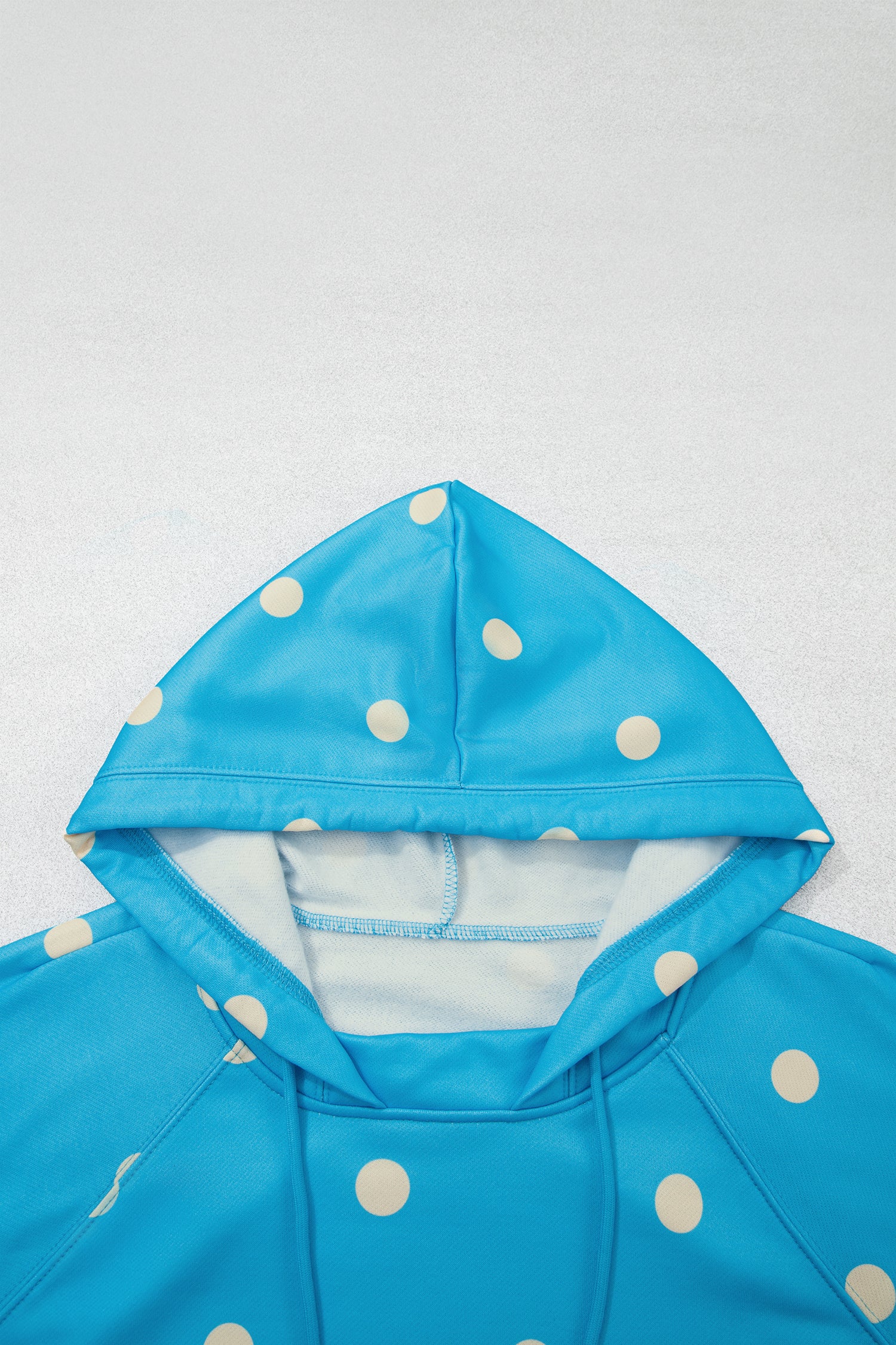Blue Polka Dot Hooded Drawstring Long Sleeve Plus Size Set-Tops / Dresses-[Adult]-[Female]-2022 Online Blue Zone Planet