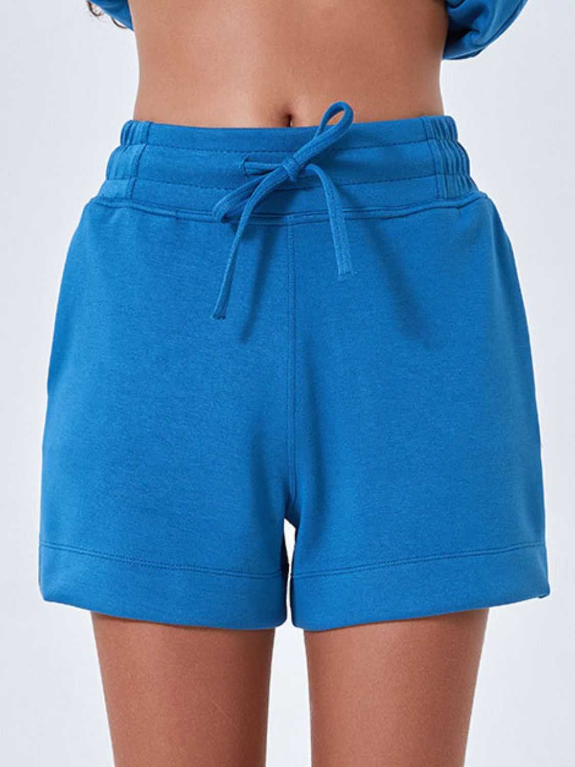 Drawstring Solid Color Shorts with Pockets-BOTTOMS SIZES SMALL MEDIUM LARGE-[Adult]-[Female]-2022 Online Blue Zone Planet