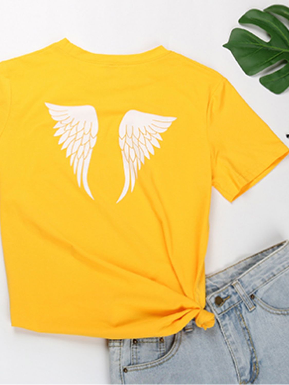 Perfee ANGEL Round Neck Short Sleeve T-Shirt-TOPS / DRESSES-[Adult]-[Female]-2022 Online Blue Zone Planet