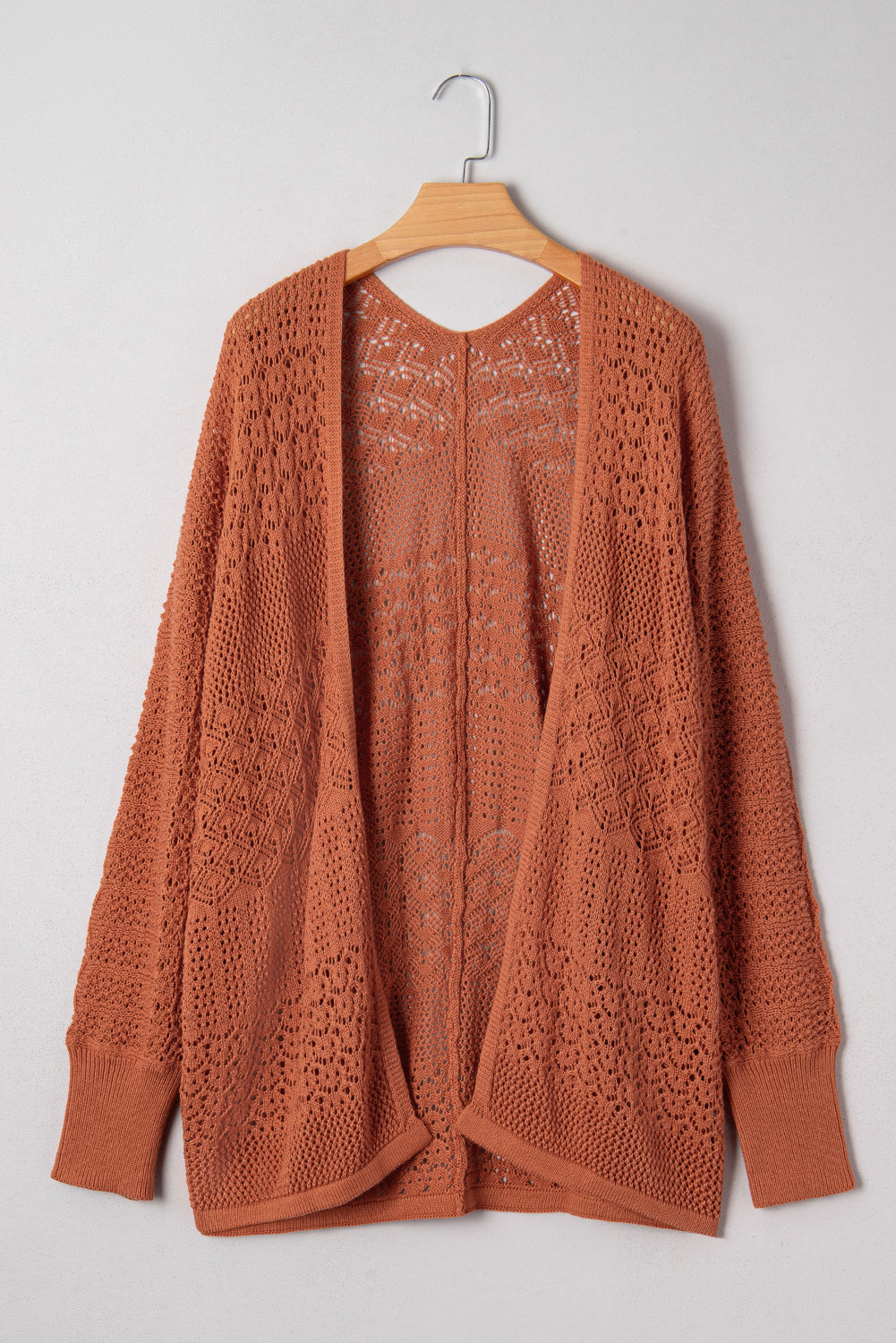 Redwood Burl Mixed Pattern Knitted Open Front Plus Cardigan-Plus Size/Plus Size Sweaters & Cardigans-[Adult]-[Female]-2022 Online Blue Zone Planet