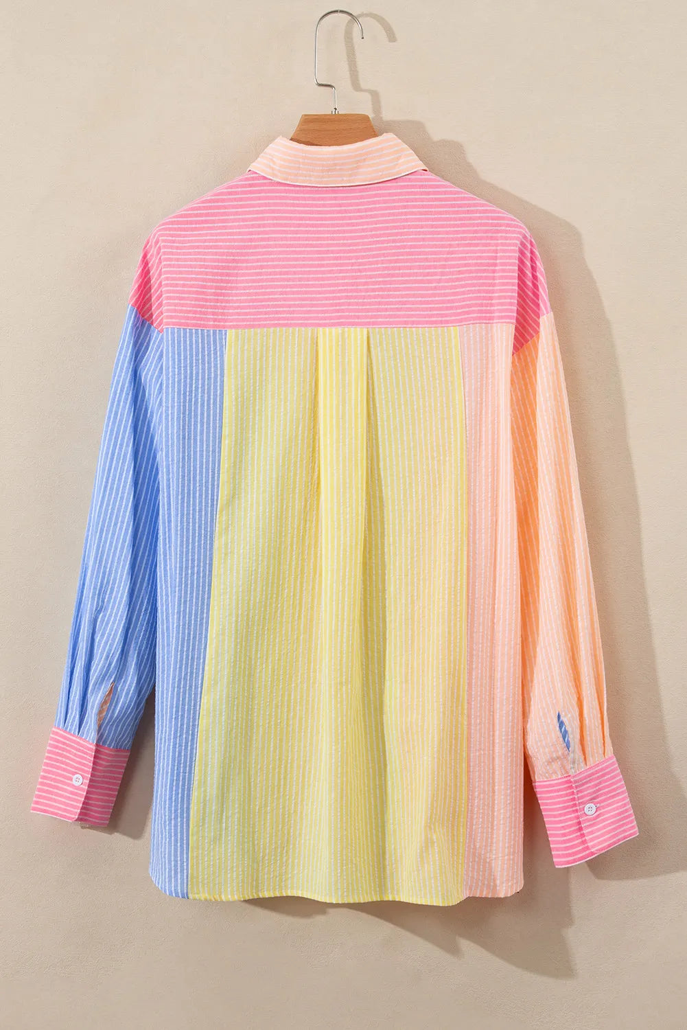 Blue Zone Planet | Striped Collared Neck Long Sleeve Shirt-TOPS / DRESSES-[Adult]-[Female]-2022 Online Blue Zone Planet