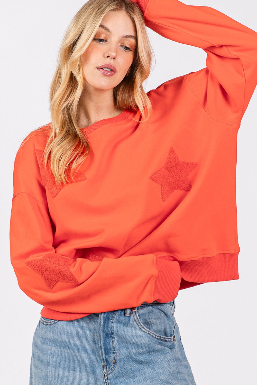 SAGE + FIG Star Patch Long Sleeve Sweatshirt-TOPS / DRESSES-[Adult]-[Female]-2022 Online Blue Zone Planet