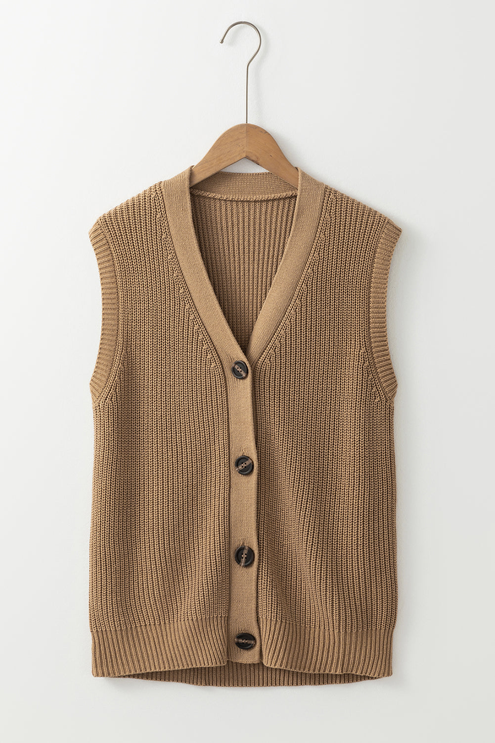 Button Up V-Neck Sweater Vest-TOPS / DRESSES-[Adult]-[Female]-2022 Online Blue Zone Planet