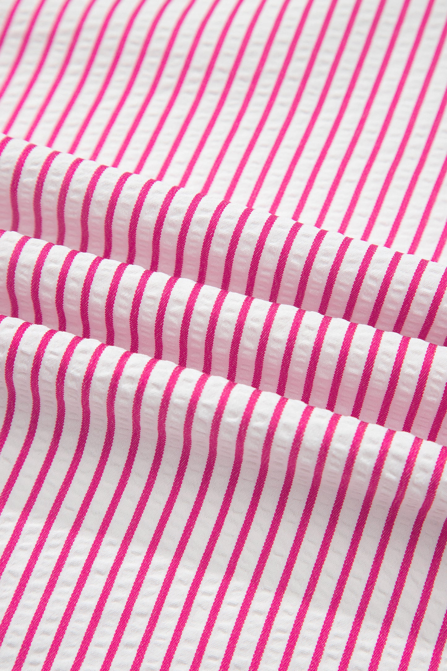 Red Stripe Frilled Detail Half Buttons Short Sleeve Long Dress-TOPS / DRESSES-[Adult]-[Female]-2022 Online Blue Zone Planet