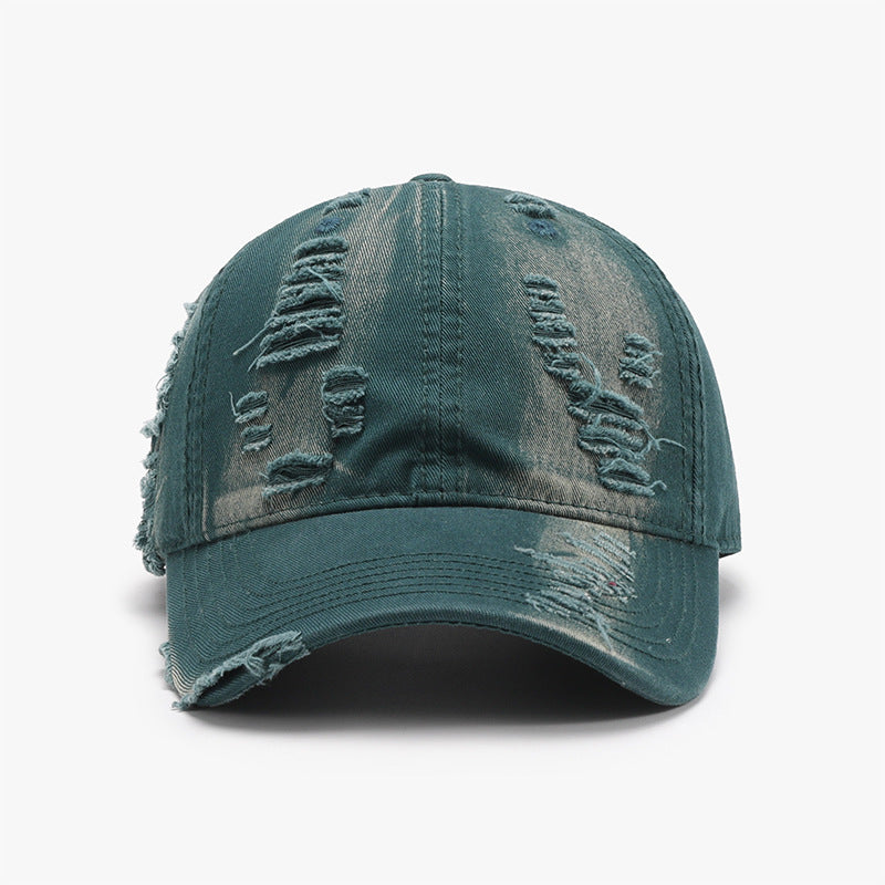 Distressed Adjustable Cotton Baseball Cap-BASEBALL HATS-[Adult]-[Female]-Dark Green-One Size-2022 Online Blue Zone Planet