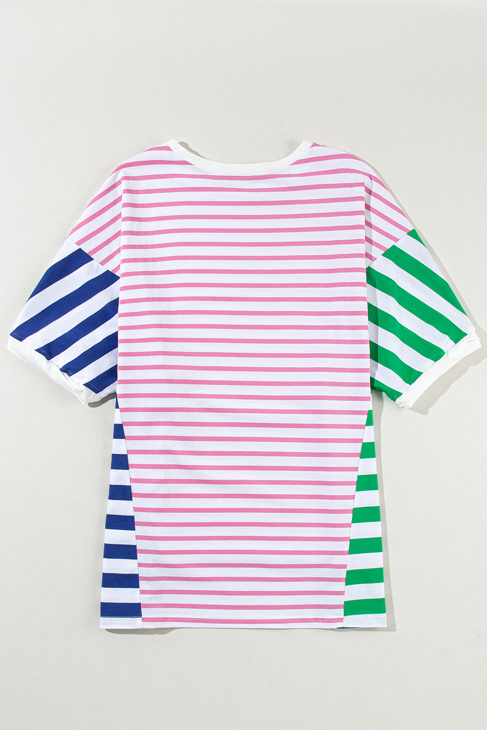 Orange Stripe Colorblock Patchwork Baggy T Shirt Blue Zone Planet