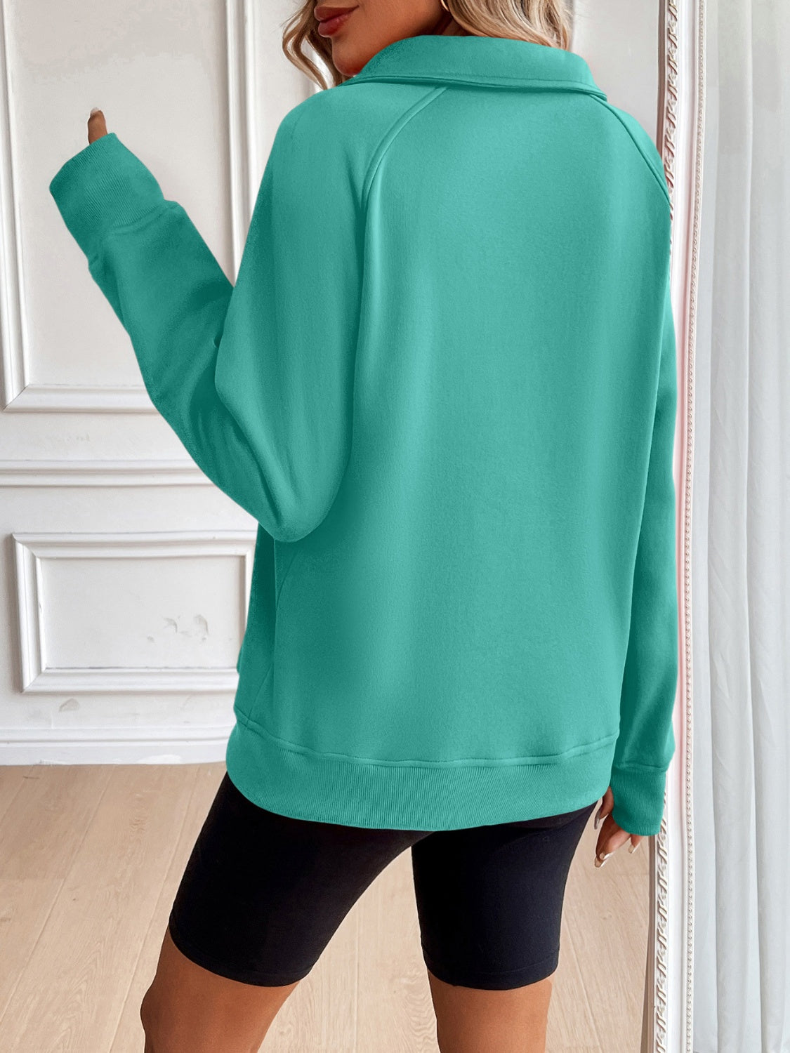 Ivy Lane Half Zip Raglan Sleeve Sweatshirt-TOPS / DRESSES-[Adult]-[Female]-2022 Online Blue Zone Planet