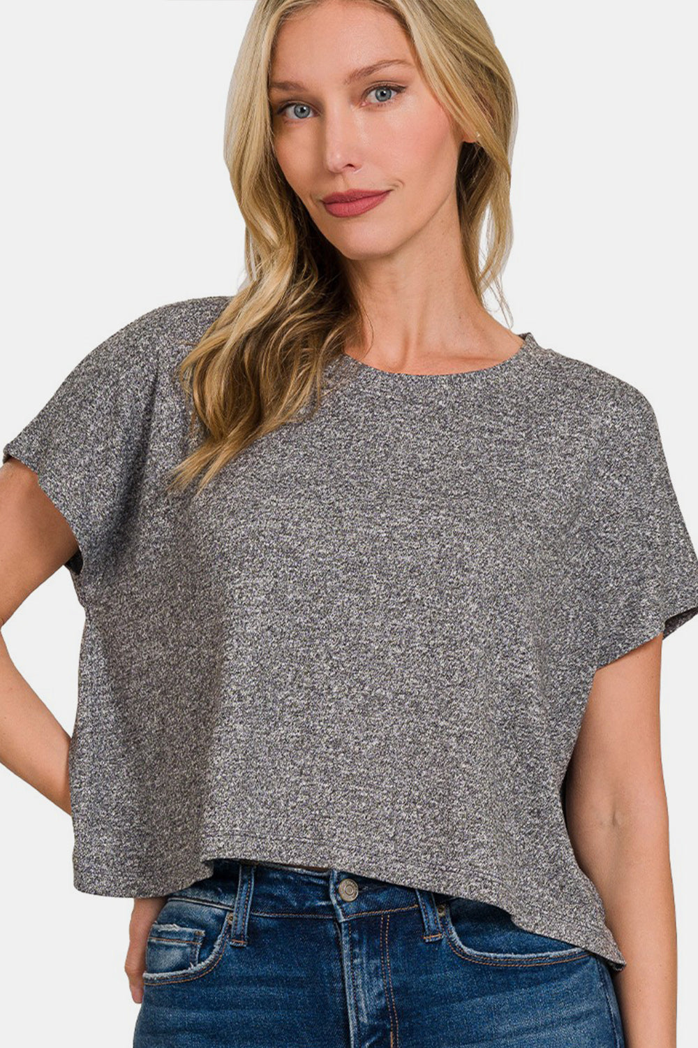 Zenana Short Sleeve Round Neck Cropped T-Shirt-TOPS / DRESSES-[Adult]-[Female]-Black-S-2022 Online Blue Zone Planet