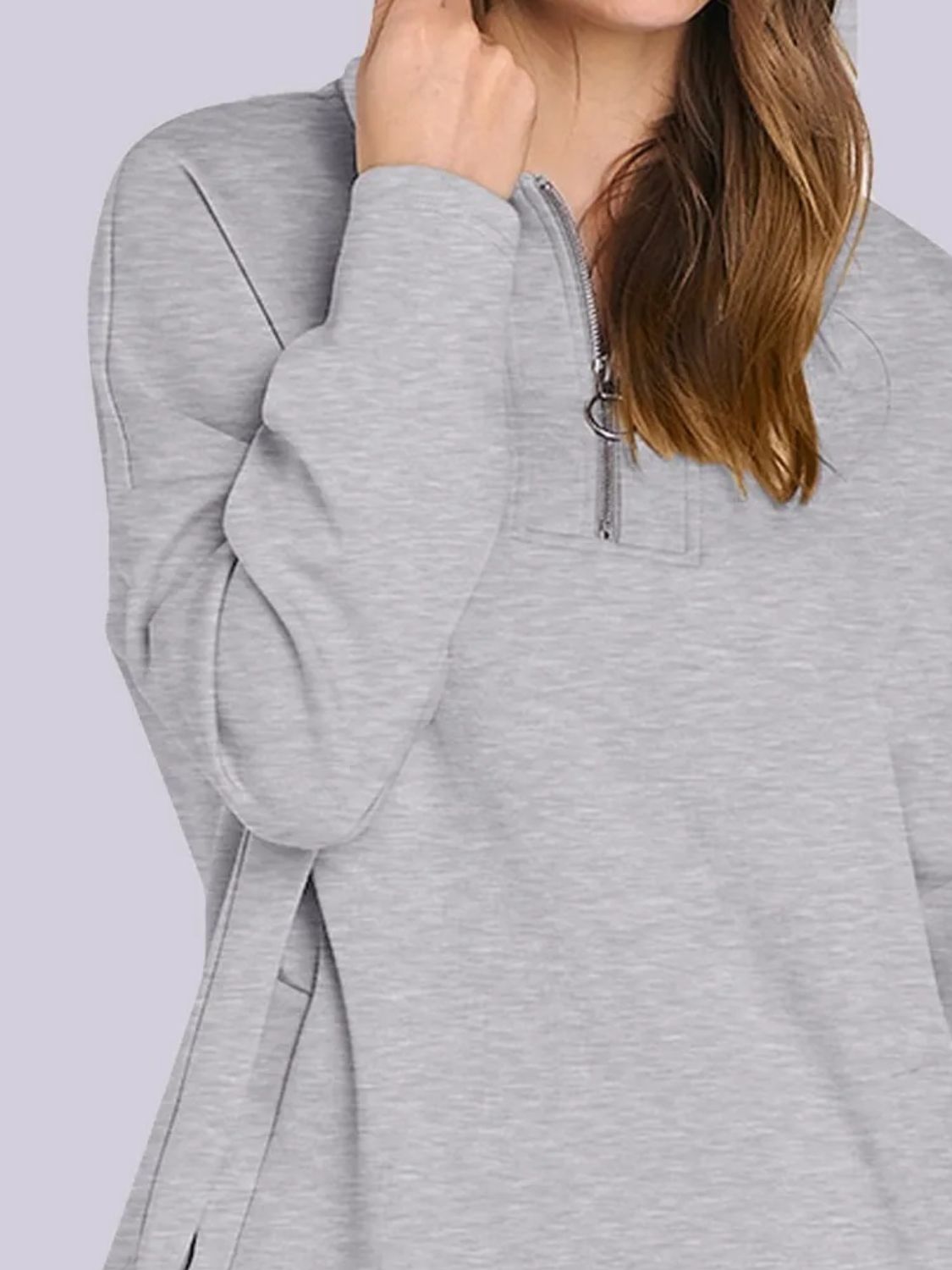 Quarter Zip Long Sleeve Hoodie-TOPS / DRESSES-[Adult]-[Female]-2022 Online Blue Zone Planet