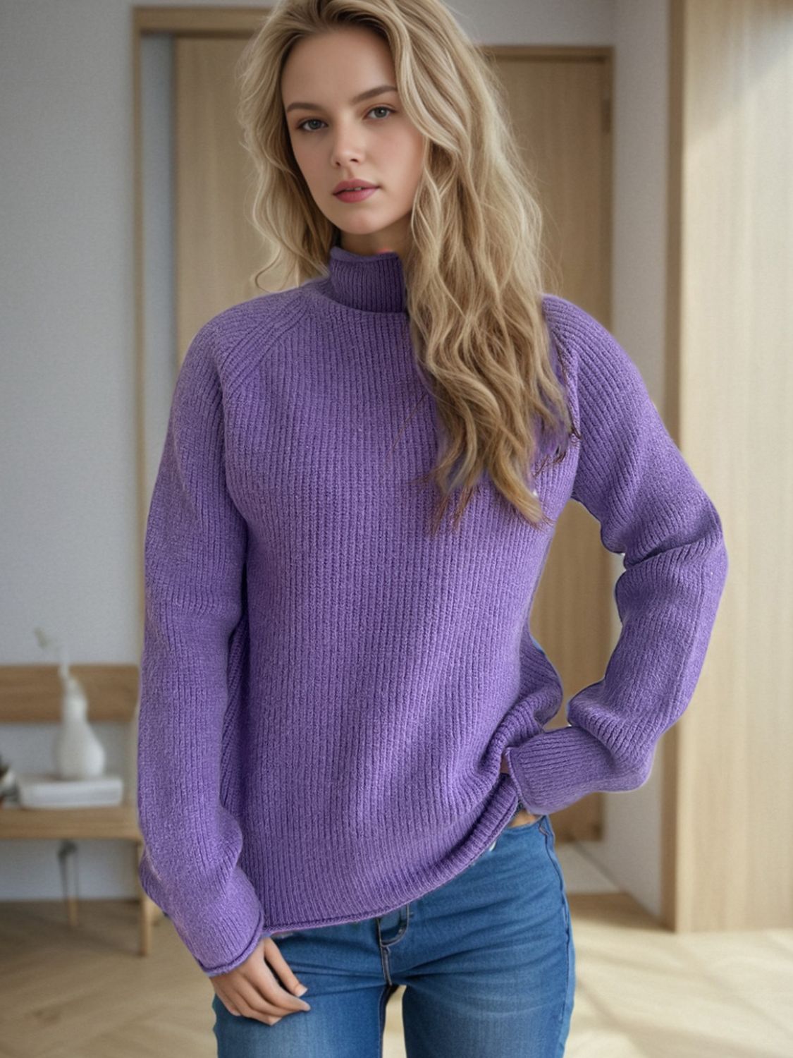 Blue Zone Planet | Turtleneck Long Sleeve Sweater-TOPS / DRESSES-[Adult]-[Female]-2022 Online Blue Zone Planet