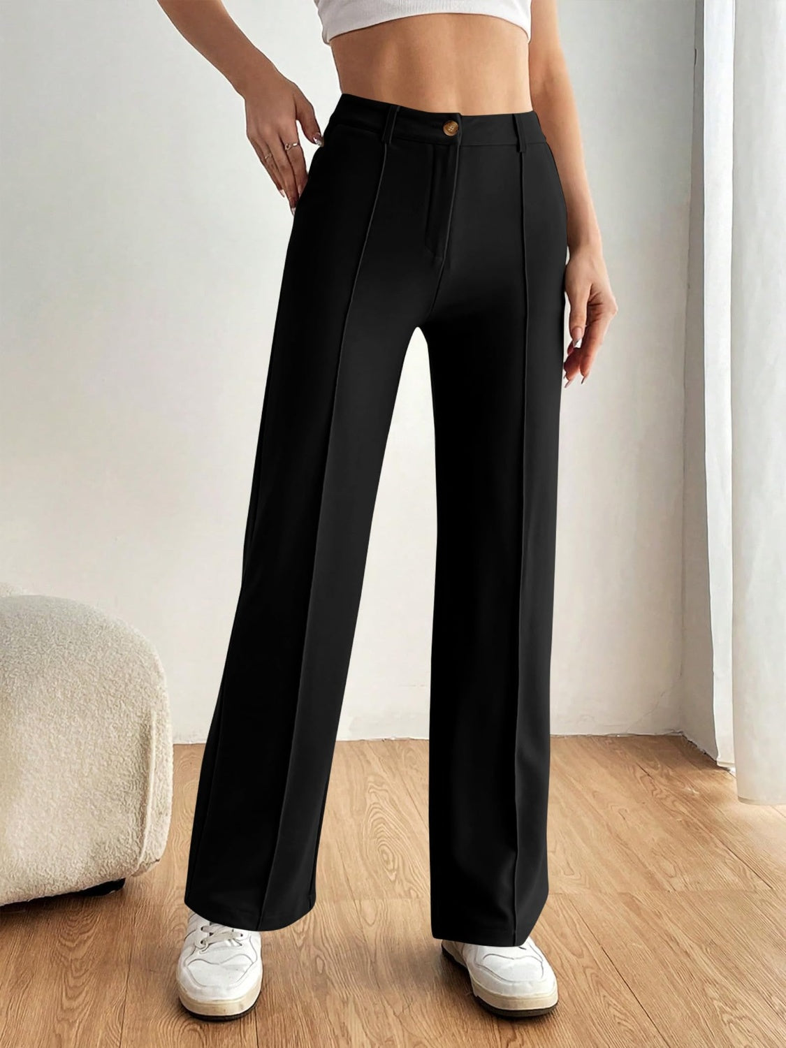 High Waist Wide Leg Pants-BOTTOMS SIZES SMALL MEDIUM LARGE-[Adult]-[Female]-2022 Online Blue Zone Planet