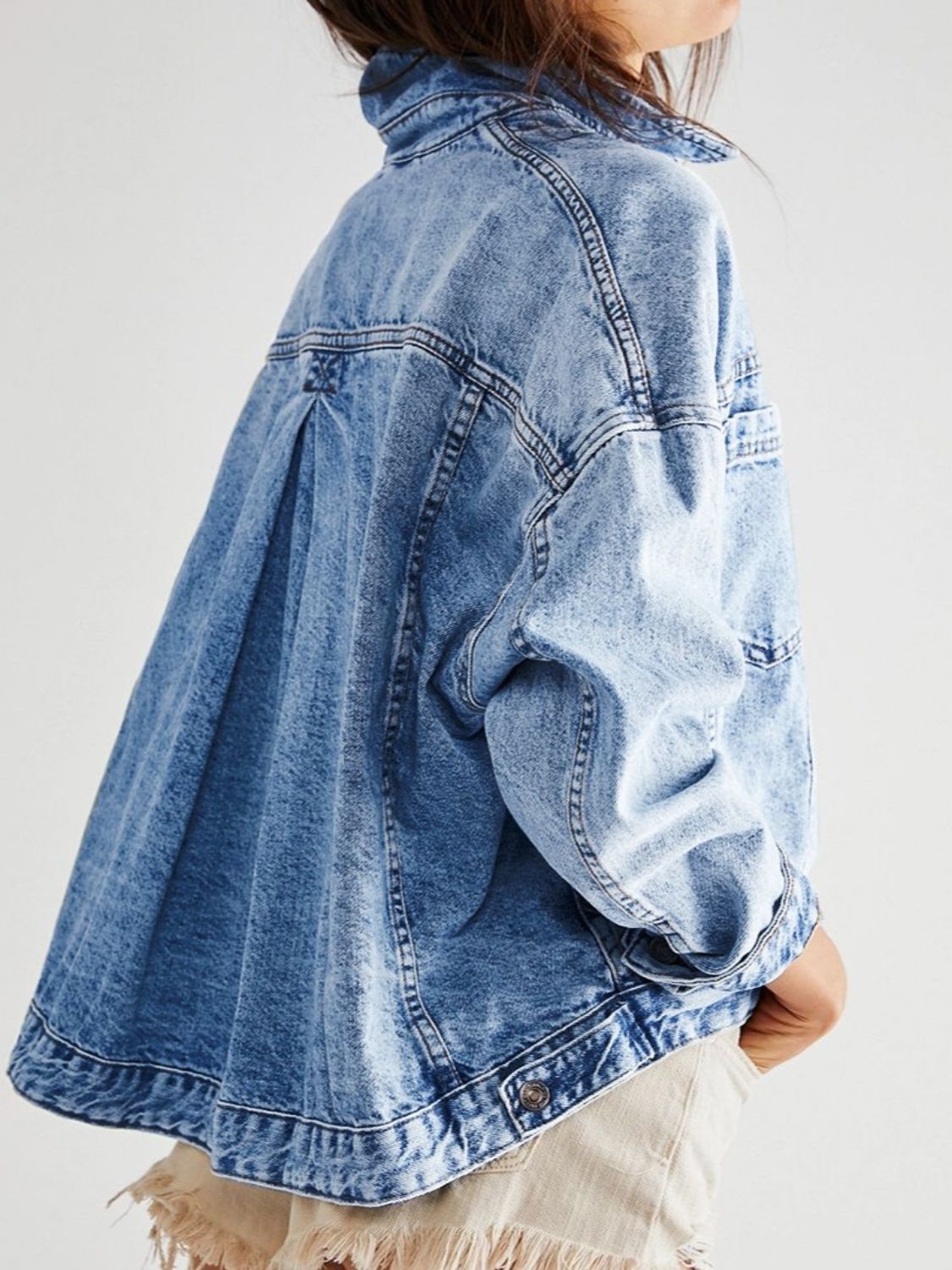 Pocketed Button Up Denim Jacket-TOPS / DRESSES-[Adult]-[Female]-2022 Online Blue Zone Planet