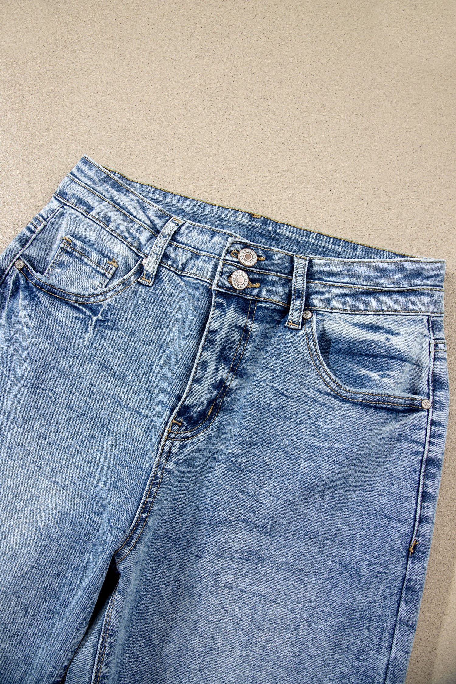 Beau Blue Acid Wash Pocket Detail Flare Jeans-Bottoms/Jeans-[Adult]-[Female]-2022 Online Blue Zone Planet