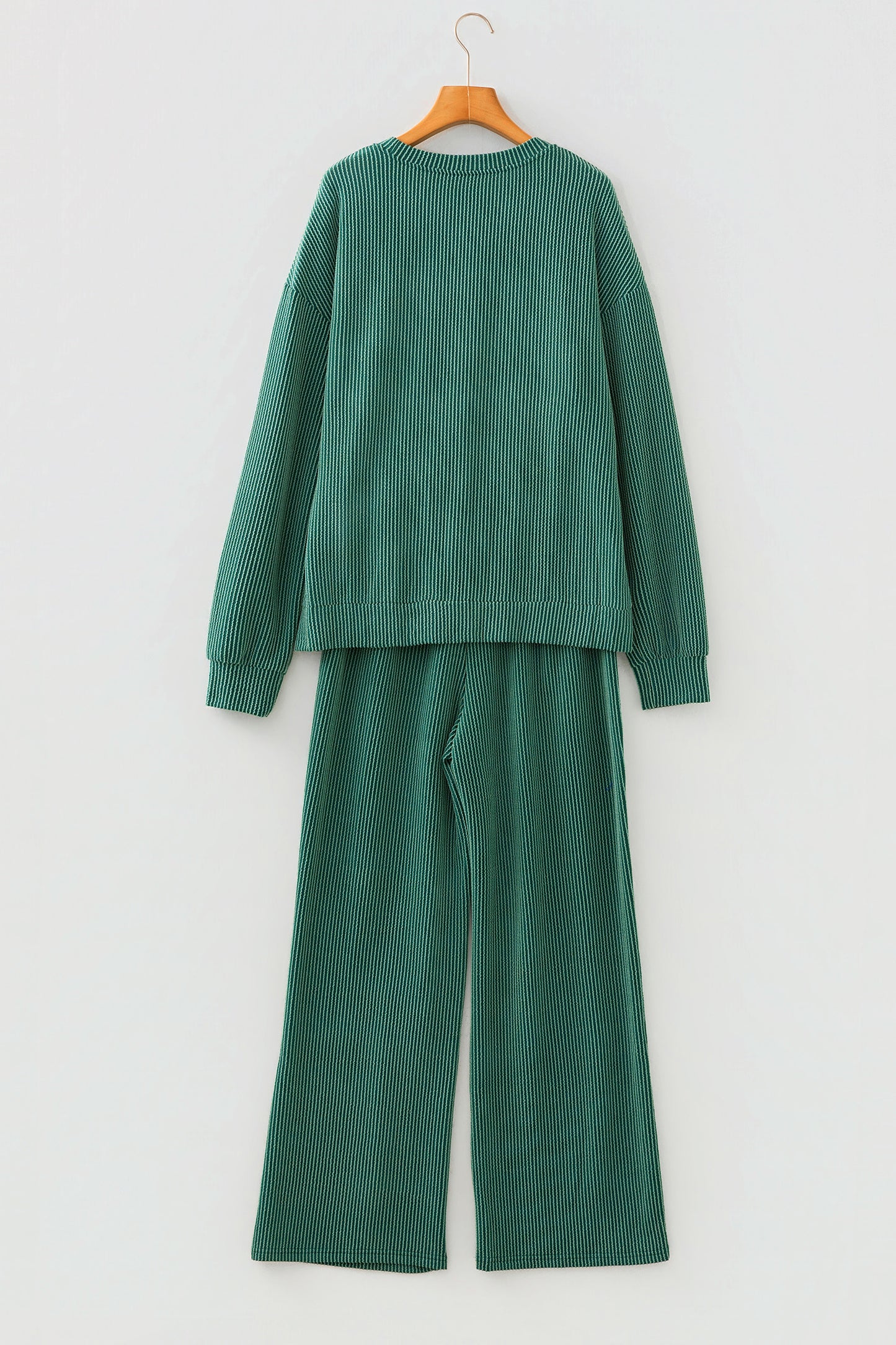 Dark Green MERRY Corded Long Sleeve Top and Pockets Pants Set-Two Piece Sets/Pant Sets-[Adult]-[Female]-2022 Online Blue Zone Planet