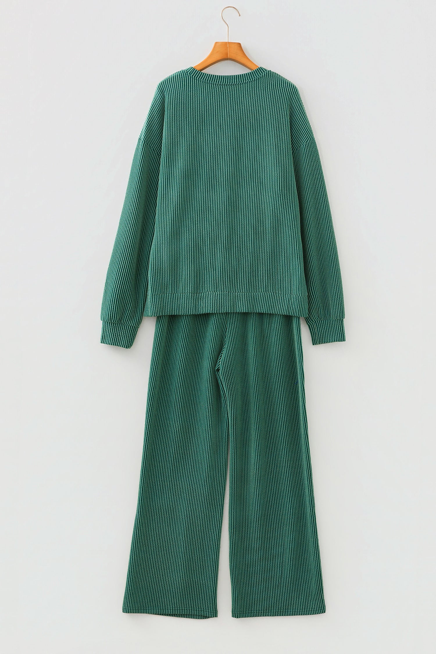 Dark Green MERRY Corded Long Sleeve Top and Pockets Pants Set-Two Piece Sets/Pant Sets-[Adult]-[Female]-2022 Online Blue Zone Planet