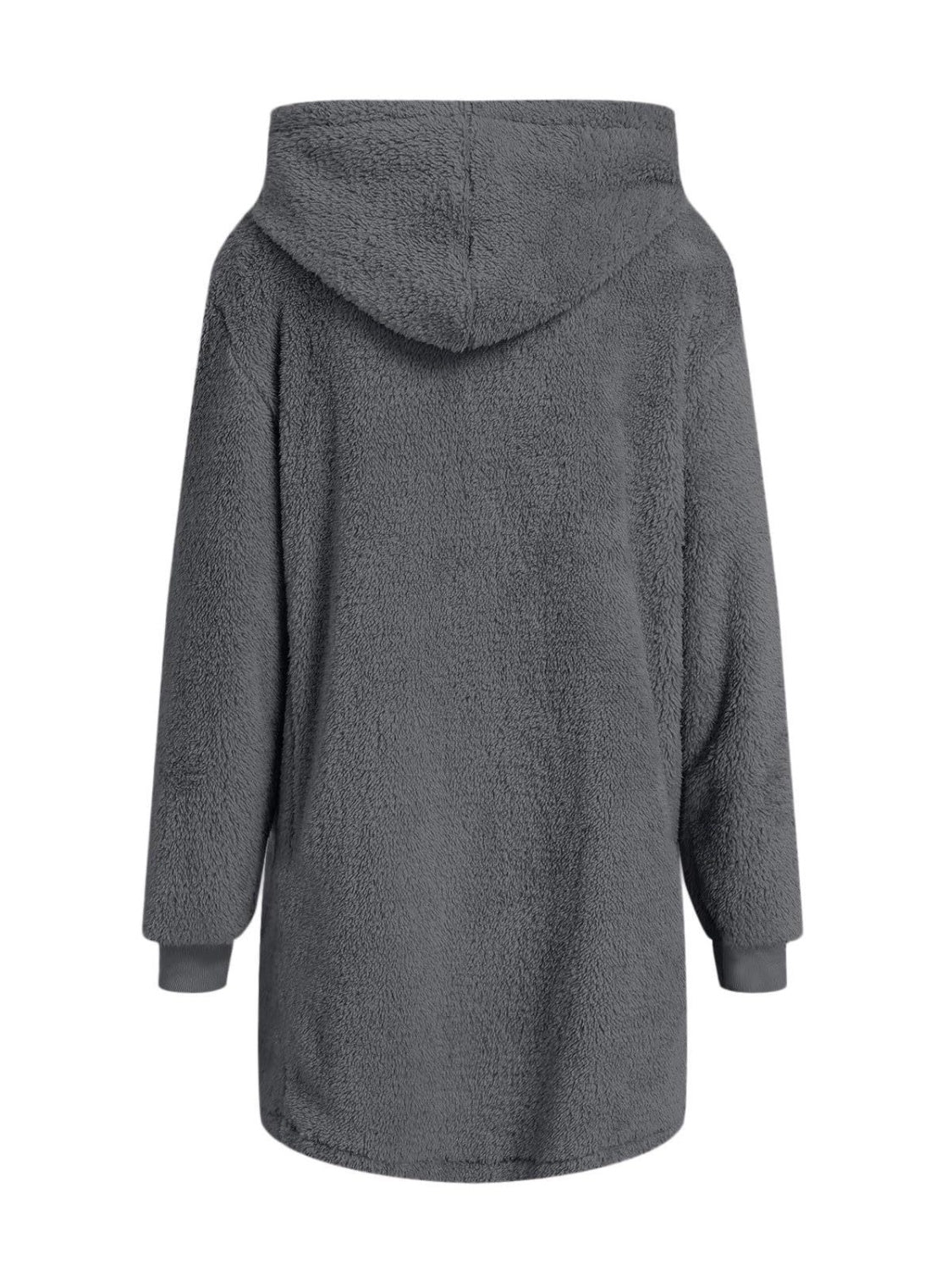 Fuzzy Pocketed Zip Up Long Sleeve Hooded Jacket-TOPS / DRESSES-[Adult]-[Female]-2022 Online Blue Zone Planet