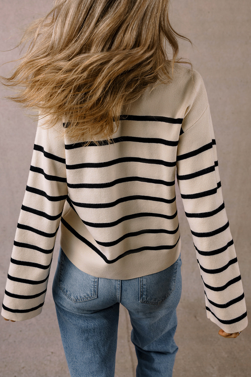 Blue Zone Planet | Black Stripe Flap Pocket Buttoned Cardigan Sweater-Sweaters & Cardigans/Cardigans-[Adult]-[Female]-2022 Online Blue Zone Planet