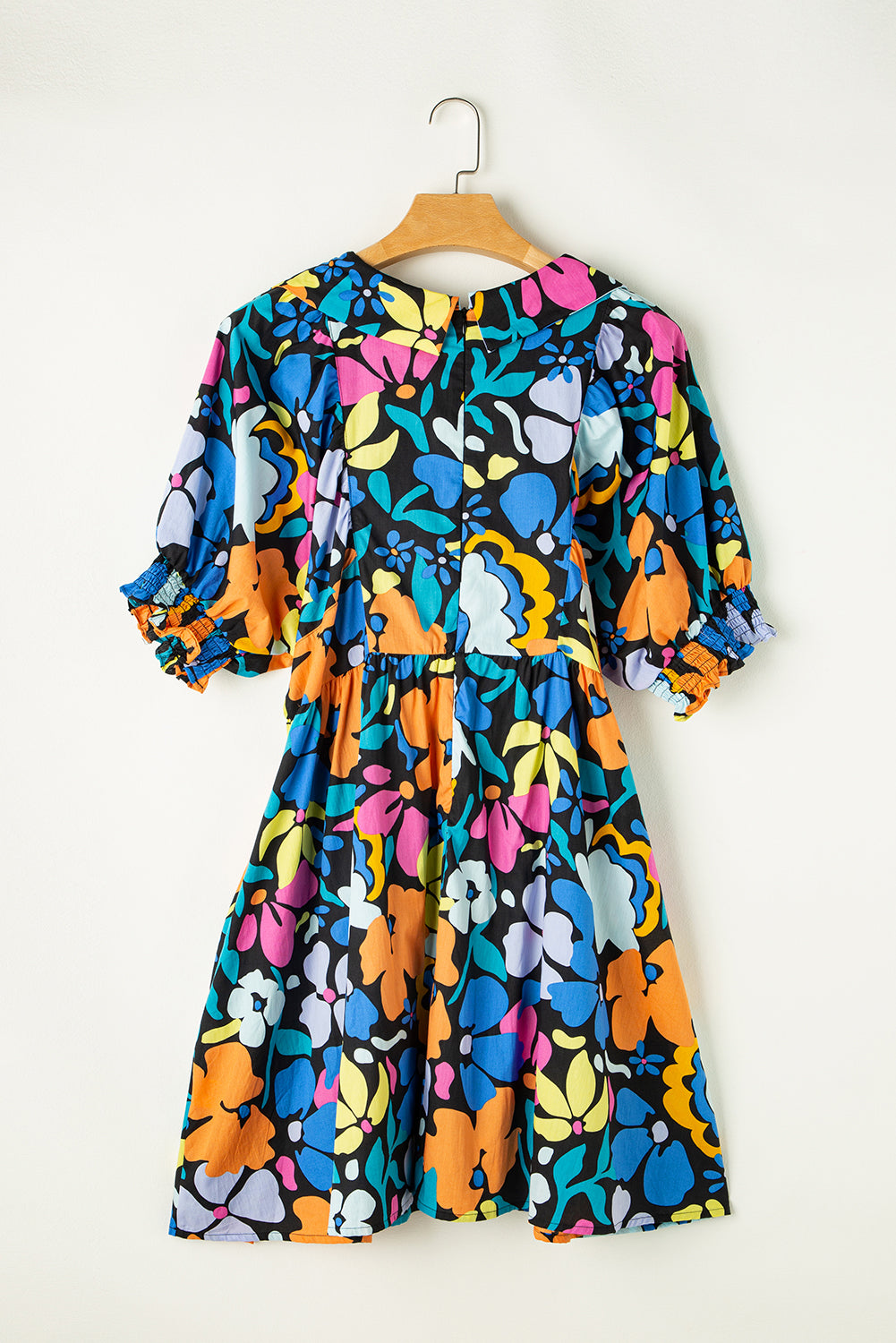 Blue Zone Planet | Blue Split Neck Collared Plus Floral Dress-TOPS / DRESSES-[Adult]-[Female]-2022 Online Blue Zone Planet