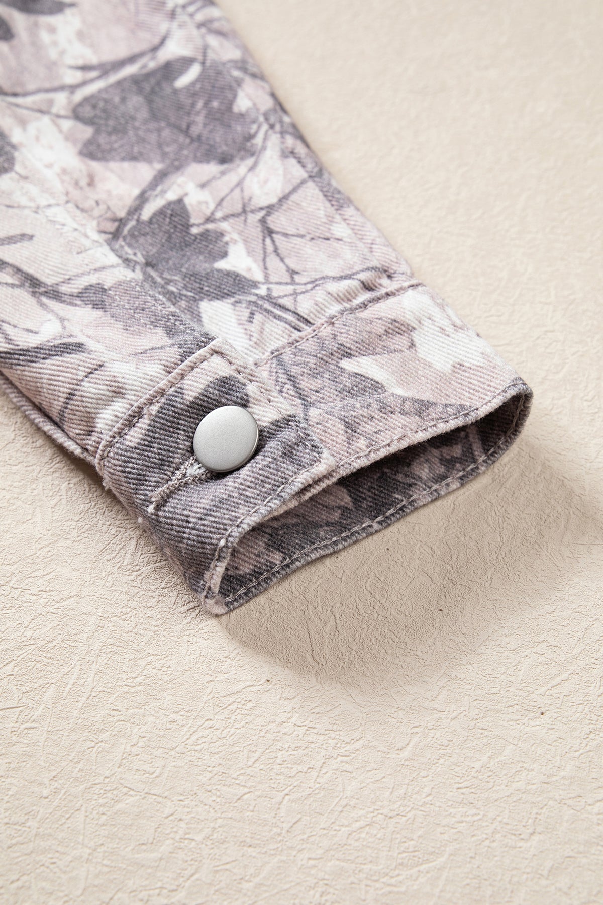 Gray Abstract Camo Print Colorblock Collar Oversized Shift Silhouette Denim Jacket-Outerwear/Denim jackets-[Adult]-[Female]-2022 Online Blue Zone Planet