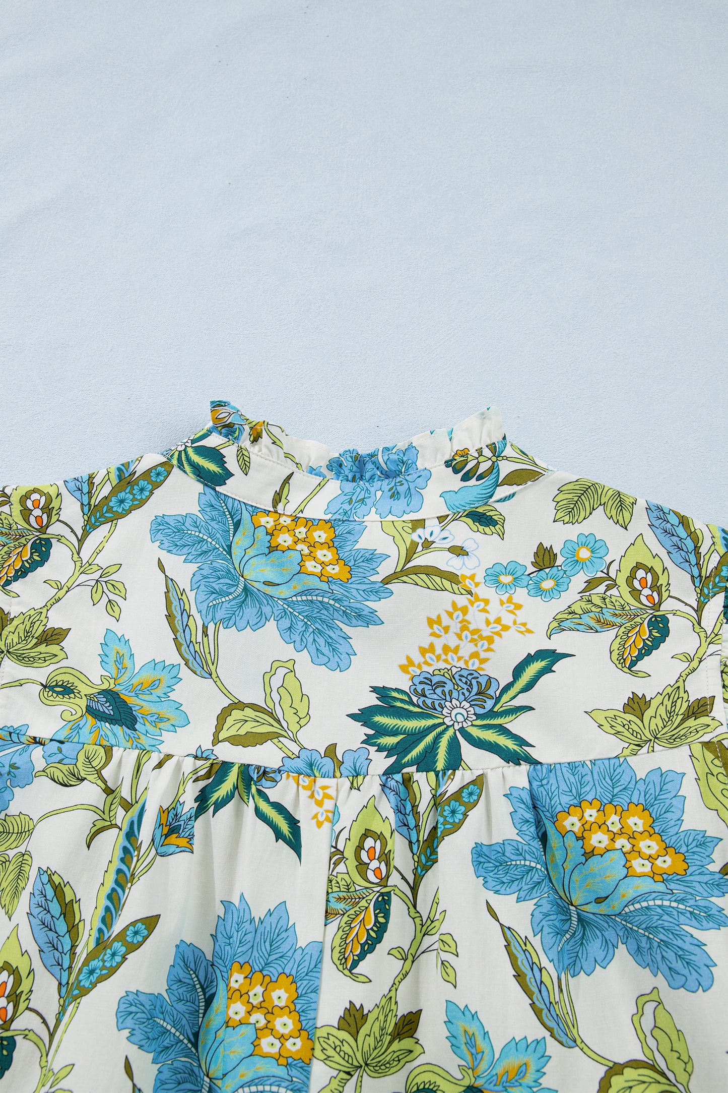 Beige Floral Print V Neck Triple Ruffle Short Sleeve Shift Mini Dress-TOPS / DRESSES-[Adult]-[Female]-2022 Online Blue Zone Planet