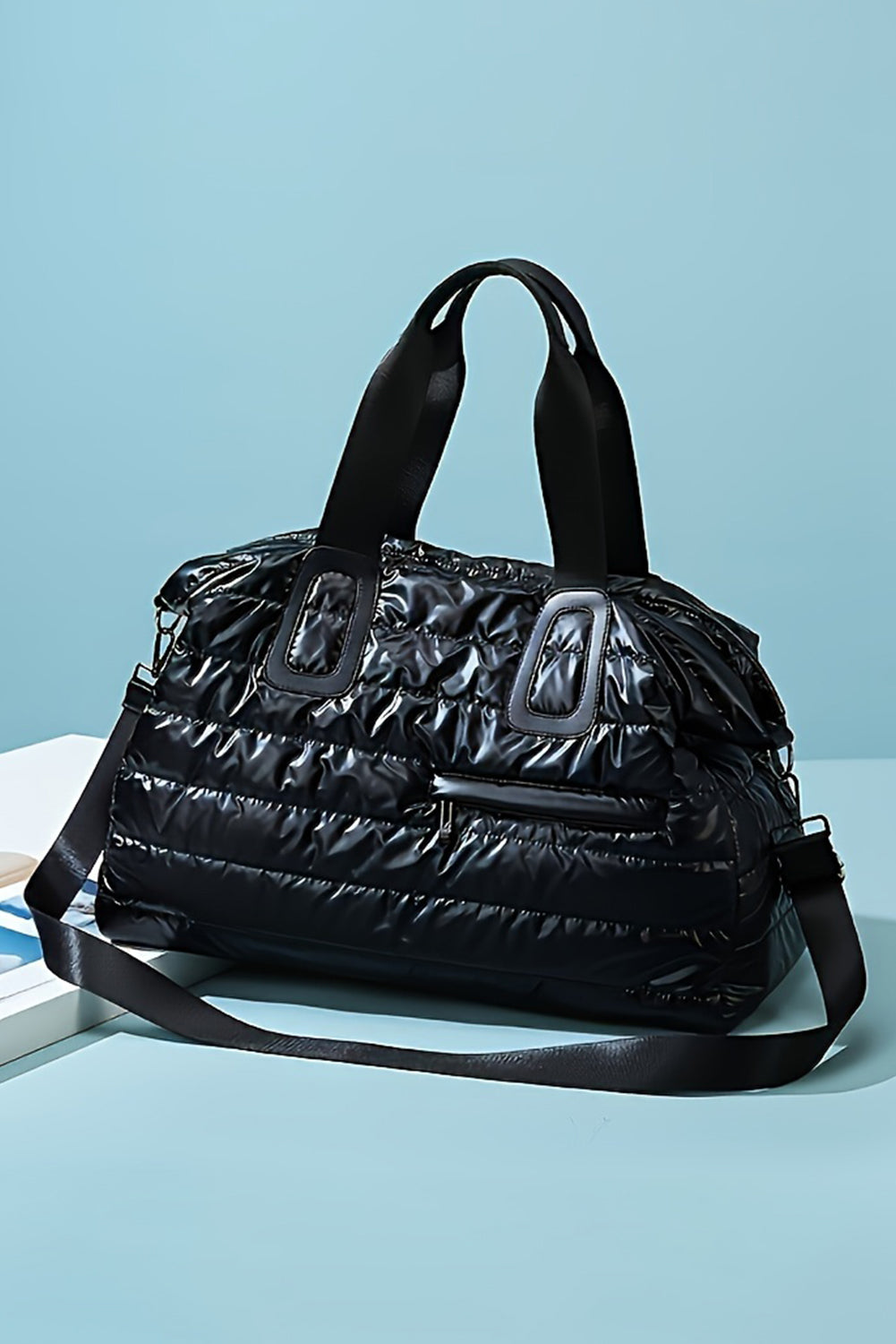 Black Puffy Quilted Tote Bag-Tote Bags-[Adult]-[Female]-Black-ONE SIZE-2022 Online Blue Zone Planet