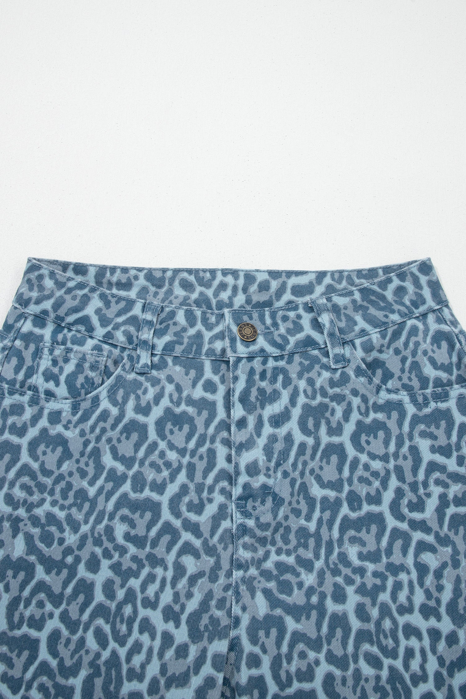 Gray Leopard Frayed Edge Wide Leg High Waist Jeans-Bottoms/Jeans-[Adult]-[Female]-2022 Online Blue Zone Planet