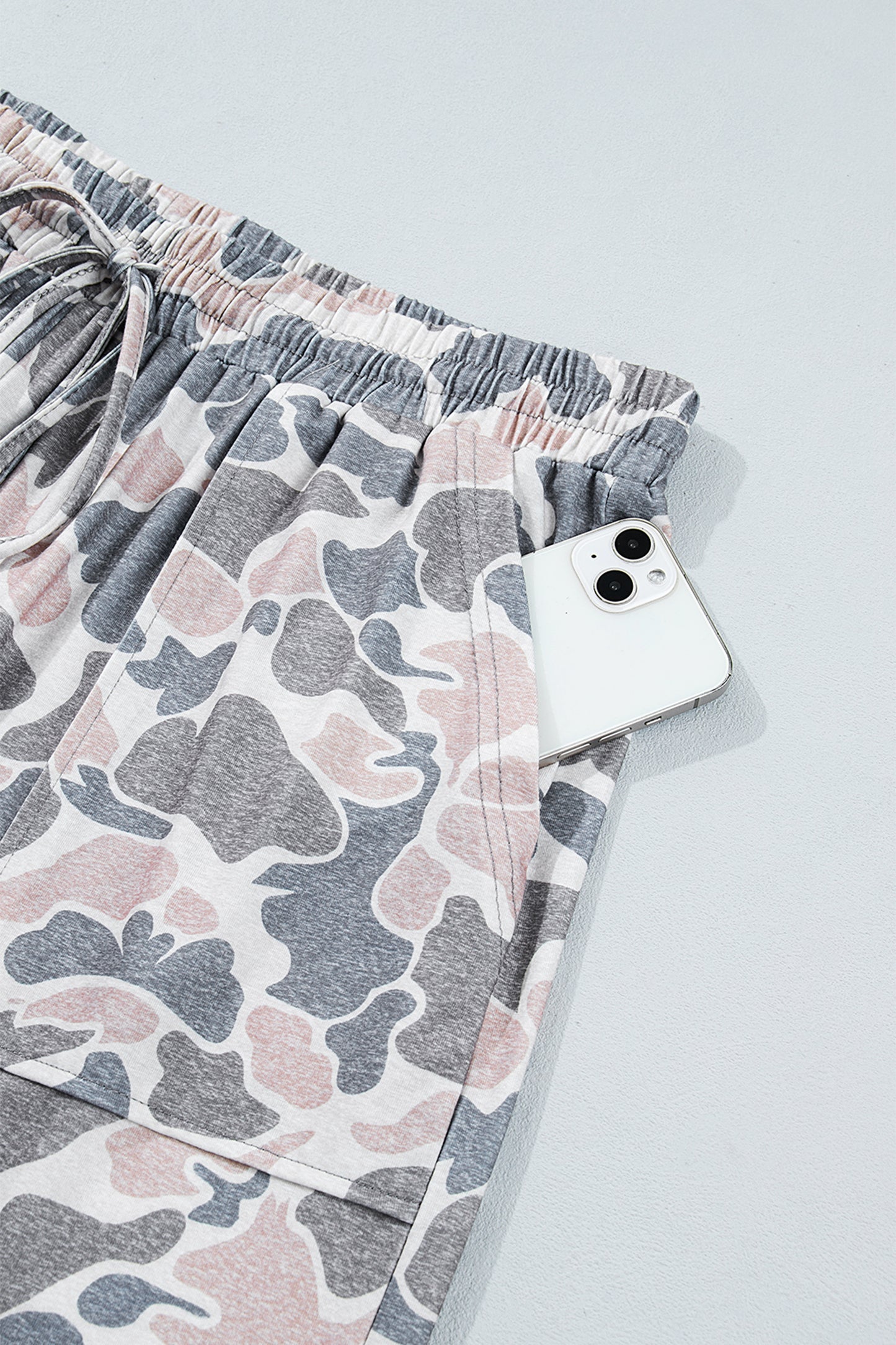 Khaki Camouflage Print Patch Pockets Ankle-Length Plus Size Pants-Plus Size/Plus Size Bottoms-[Adult]-[Female]-2022 Online Blue Zone Planet