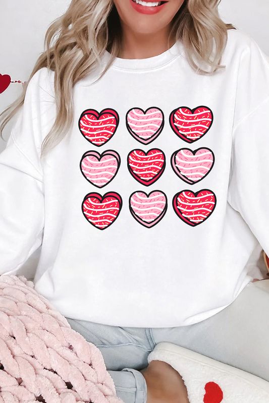 White Heart Graphic Crewneck Valentines Pullover Sweatshirt-Graphic Sweatshirts-[Adult]-[Female]-White-S-2022 Online Blue Zone Planet