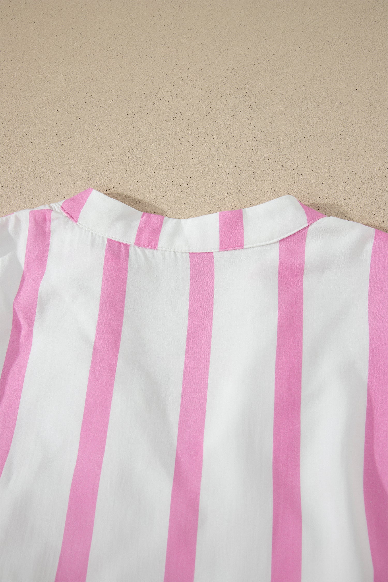 Pink Stripe Ricrac Trim Notched Neck Half Sleeve Vacation Dress-TOPS / DRESSES-[Adult]-[Female]-2022 Online Blue Zone Planet