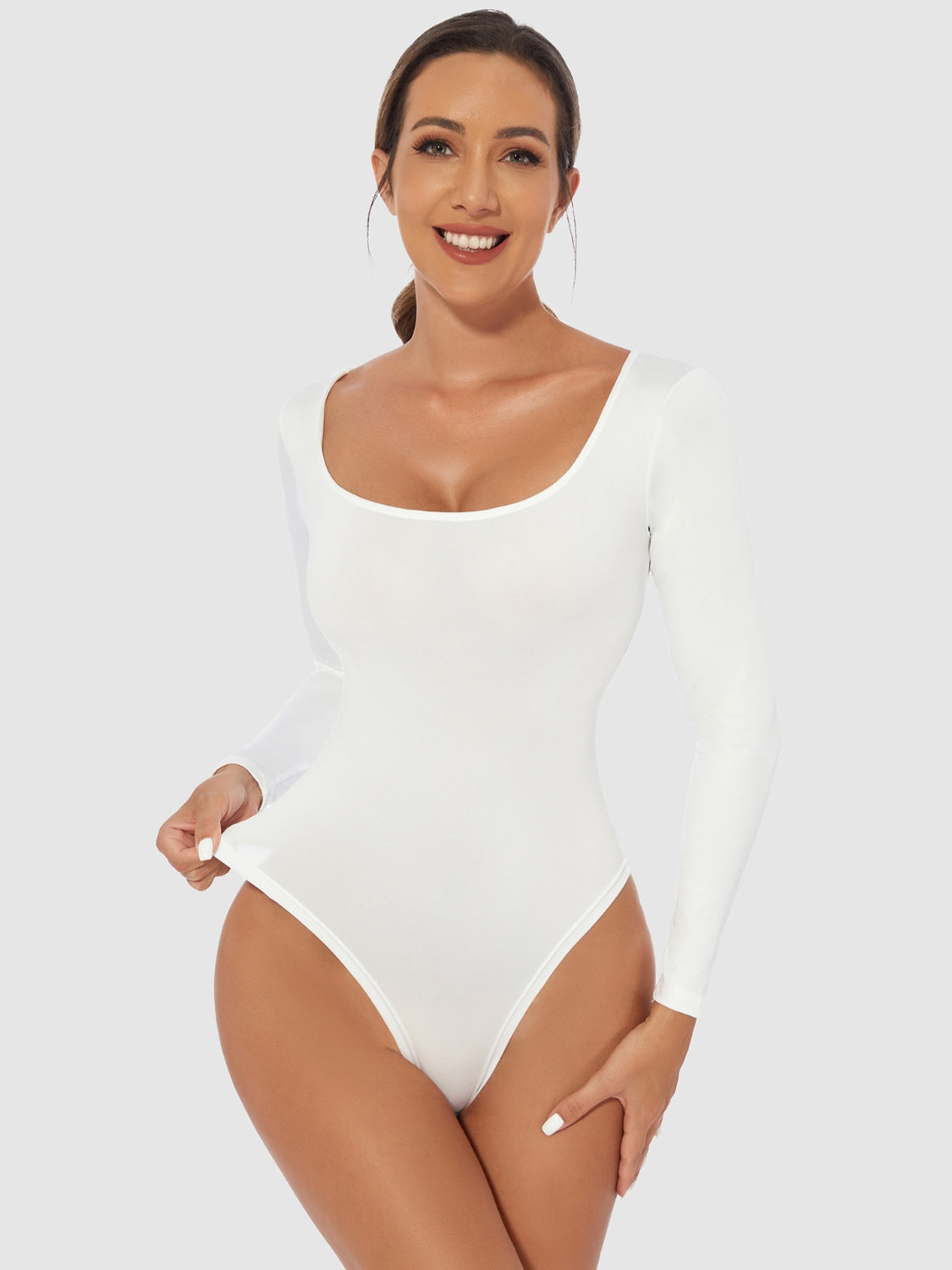 Full Size Scoop Neck Long Sleeve Bodysuit-TOPS / DRESSES-[Adult]-[Female]-2022 Online Blue Zone Planet